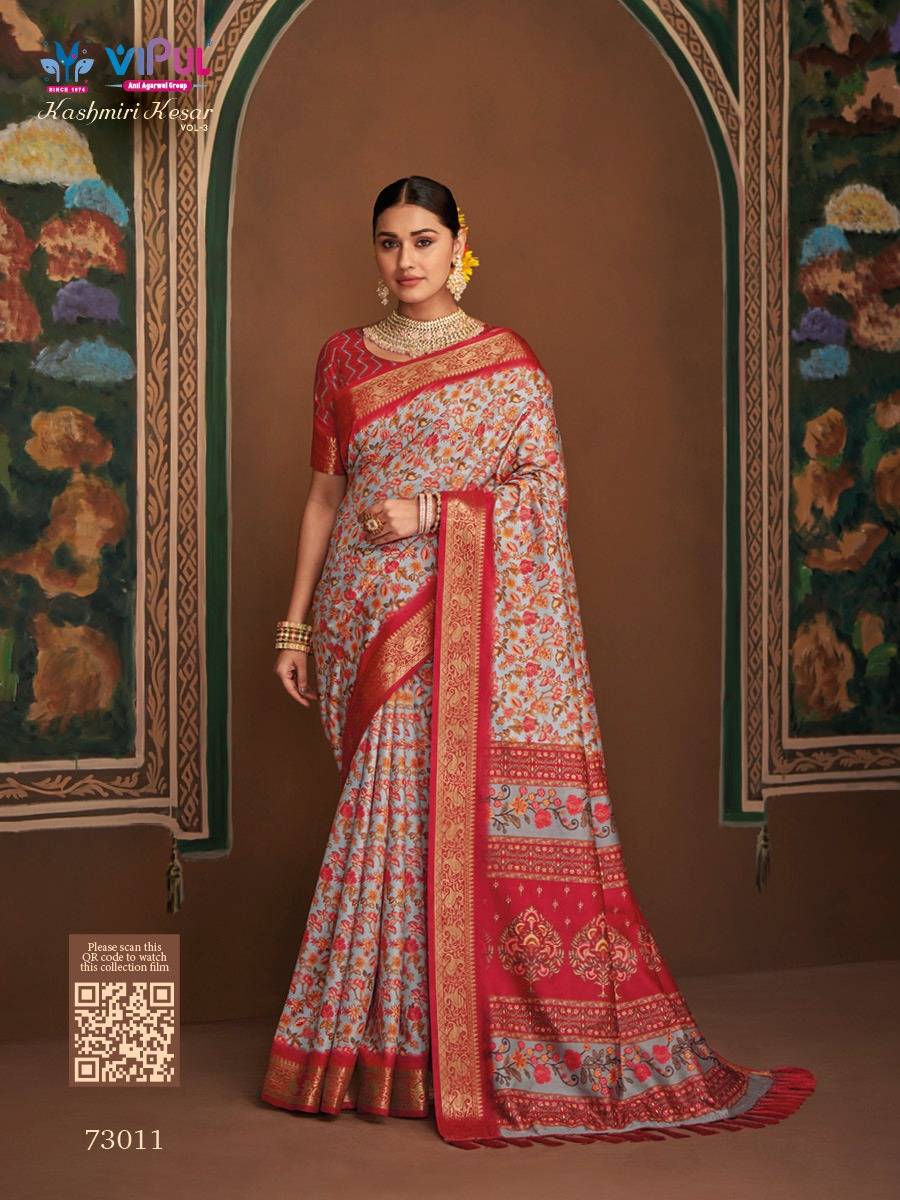 Kashmiri Kesar Vol-3 By Vipul Fashion 73008 To 73019 Series Indian Traditional Wear Collection Beautiful Stylish Fancy Colorful Party Wear & Occasional Wear Bhagalpuri Silk Sarees At Wholesale Price