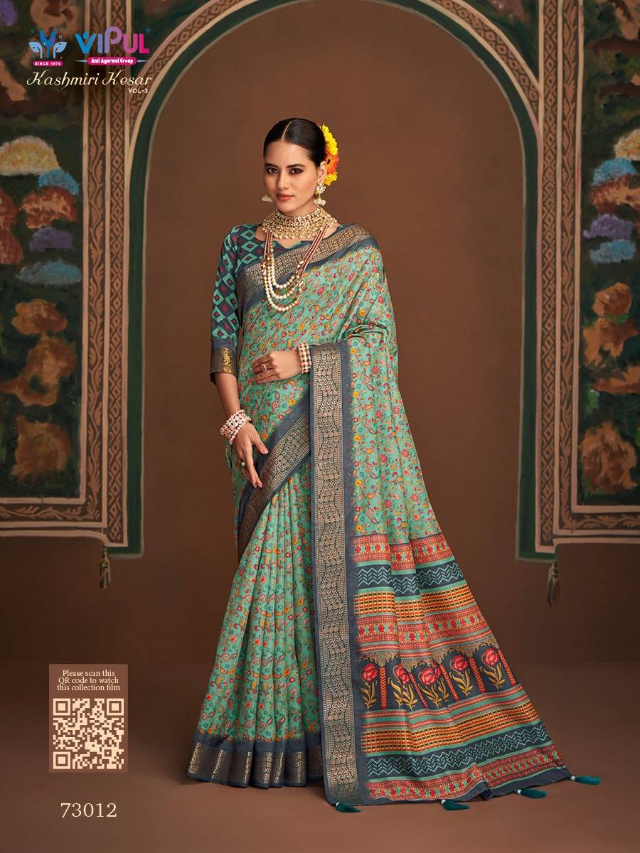 Kashmiri Kesar Vol-3 By Vipul Fashion 73008 To 73019 Series Indian Traditional Wear Collection Beautiful Stylish Fancy Colorful Party Wear & Occasional Wear Bhagalpuri Silk Sarees At Wholesale Price