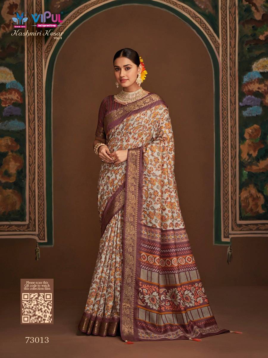 Kashmiri Kesar Vol-3 By Vipul Fashion 73008 To 73019 Series Indian Traditional Wear Collection Beautiful Stylish Fancy Colorful Party Wear & Occasional Wear Bhagalpuri Silk Sarees At Wholesale Price