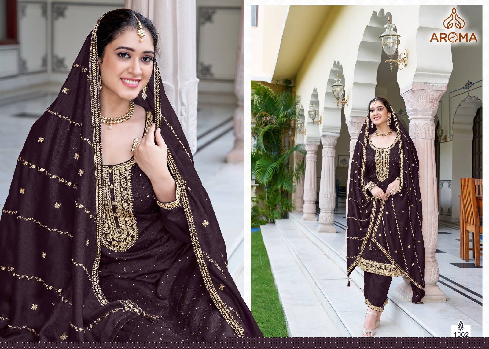 Nazara By Aroma 1001 To 1004 Series Beautiful Festive Suits Stylish Fancy Colorful Party Wear & Occasional Wear Premium Silk With Embroidery Dresses At Wholesale Price