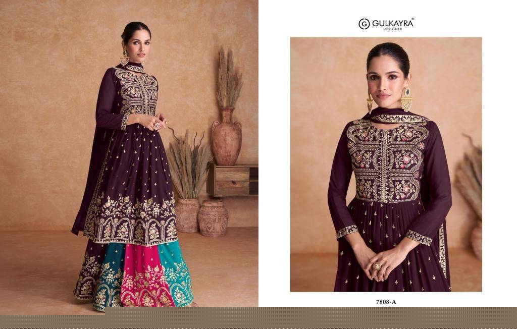Almira By Gulkayra Designer 7808-A To 7808-D Series Designer Sharara Suits Collection Beautiful Stylish Fancy Colorful Party Wear & Occasional Wear Georgette Embroidered Dresses At Wholesale Price