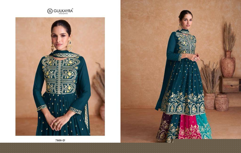 Almira By Gulkayra Designer 7808-A To 7808-D Series Designer Sharara Suits Collection Beautiful Stylish Fancy Colorful Party Wear & Occasional Wear Georgette Embroidered Dresses At Wholesale Price