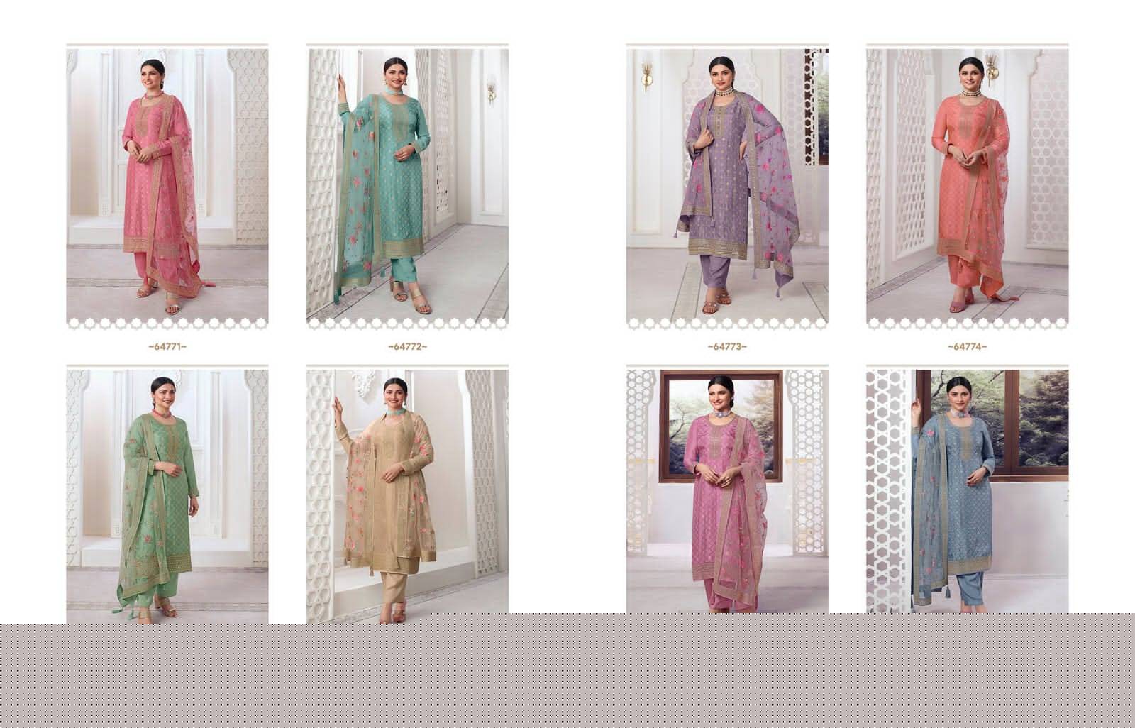 Kaseesh Aarzoo Vol-3 By Vinay Fashion 64771 To 64778 Series Beautiful Suits Colorful Stylish Fancy Casual Wear & Ethnic Wear Dola Jacquard Work Dresses At Wholesale Price