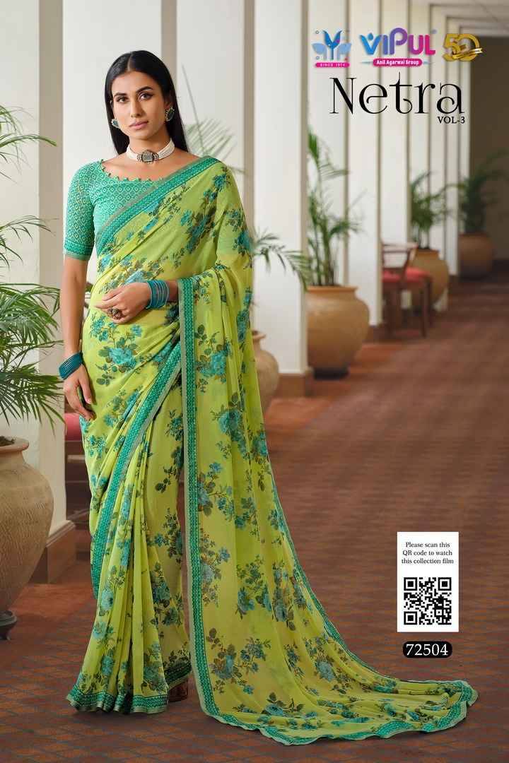 Netra Vol-3 By Vipul Fashion 72504 To 72515 Series Indian Traditional Wear Collection Beautiful Stylish Fancy Colorful Party Wear & Occasional Wear Georgette Sarees At Wholesale Price