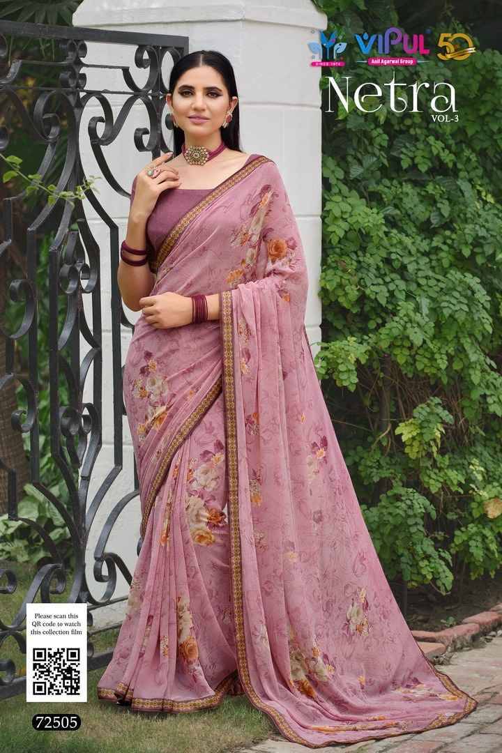 Netra Vol-3 By Vipul Fashion 72504 To 72515 Series Indian Traditional Wear Collection Beautiful Stylish Fancy Colorful Party Wear & Occasional Wear Georgette Sarees At Wholesale Price