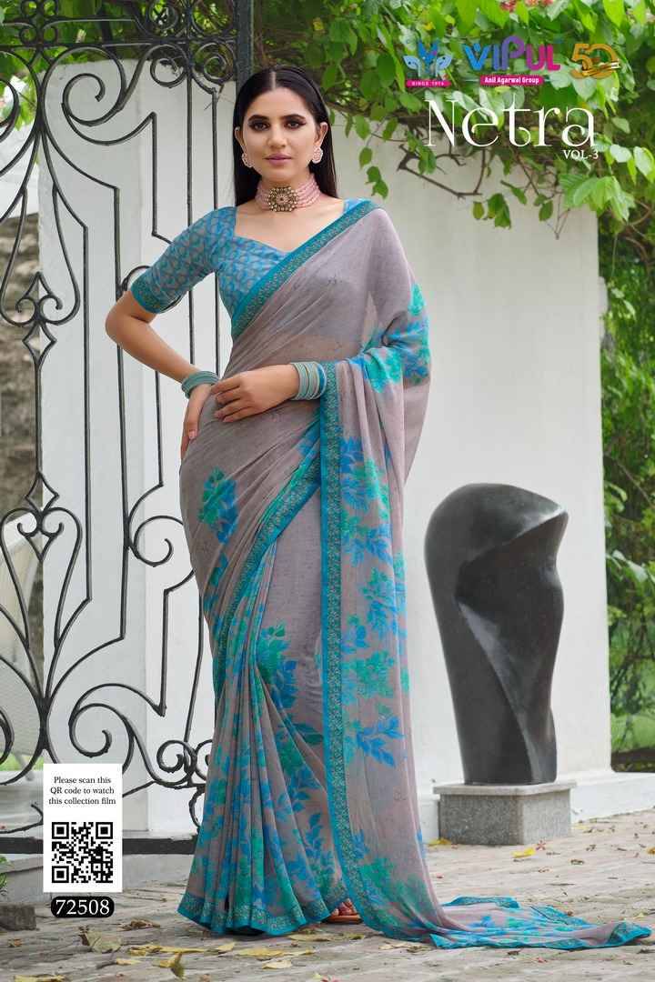 Netra Vol-3 By Vipul Fashion 72504 To 72515 Series Indian Traditional Wear Collection Beautiful Stylish Fancy Colorful Party Wear & Occasional Wear Georgette Sarees At Wholesale Price