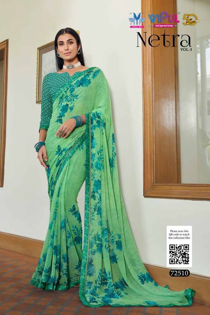 Netra Vol-3 By Vipul Fashion 72504 To 72515 Series Indian Traditional Wear Collection Beautiful Stylish Fancy Colorful Party Wear & Occasional Wear Georgette Sarees At Wholesale Price