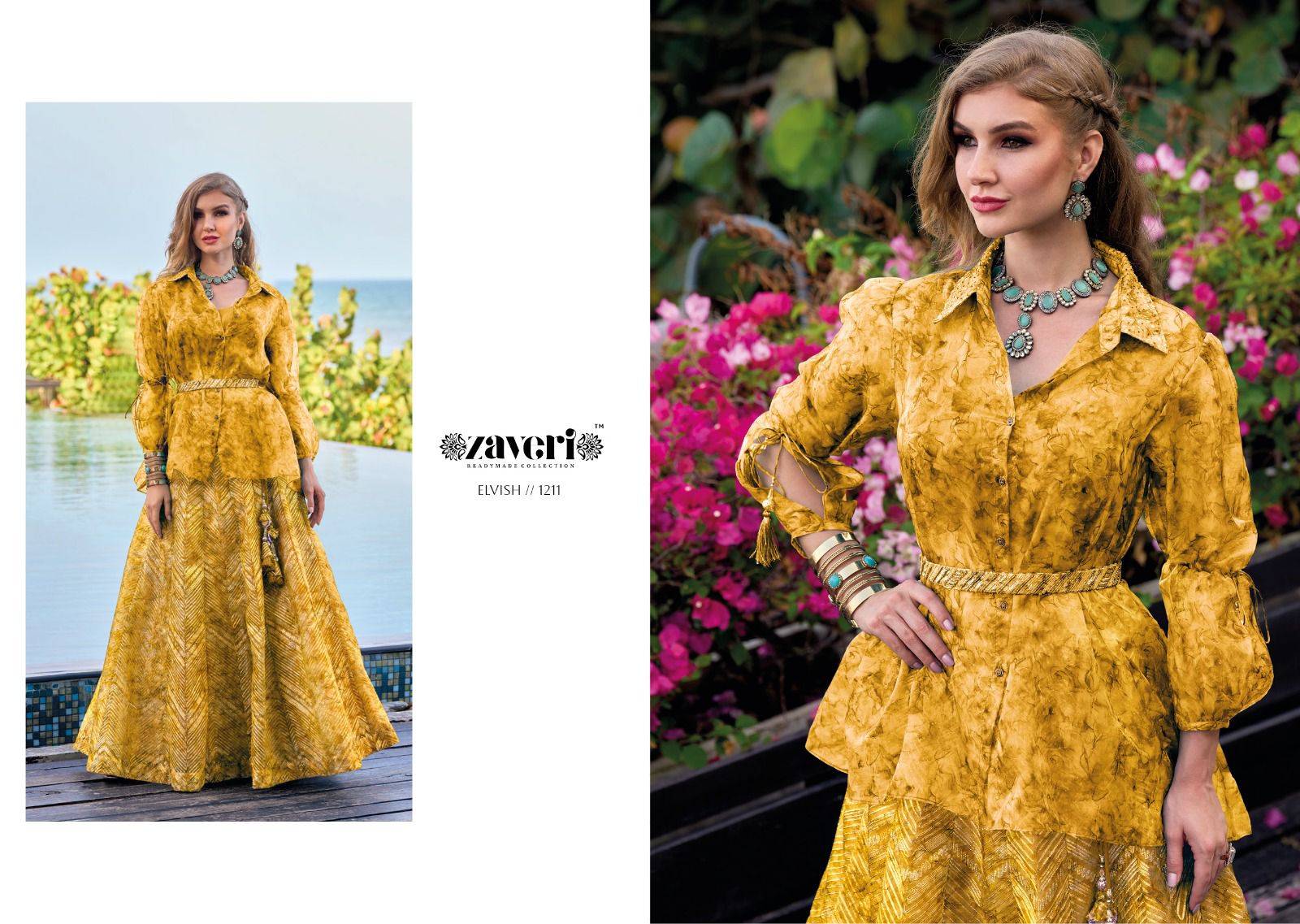 Elvish By Zaveri 1210 To 1213 Series Designer Stylish Fancy Colorful Beautiful Party Wear & Ethnic Wear Collection Organza Silk Tops With Bottom At Wholesale Price
