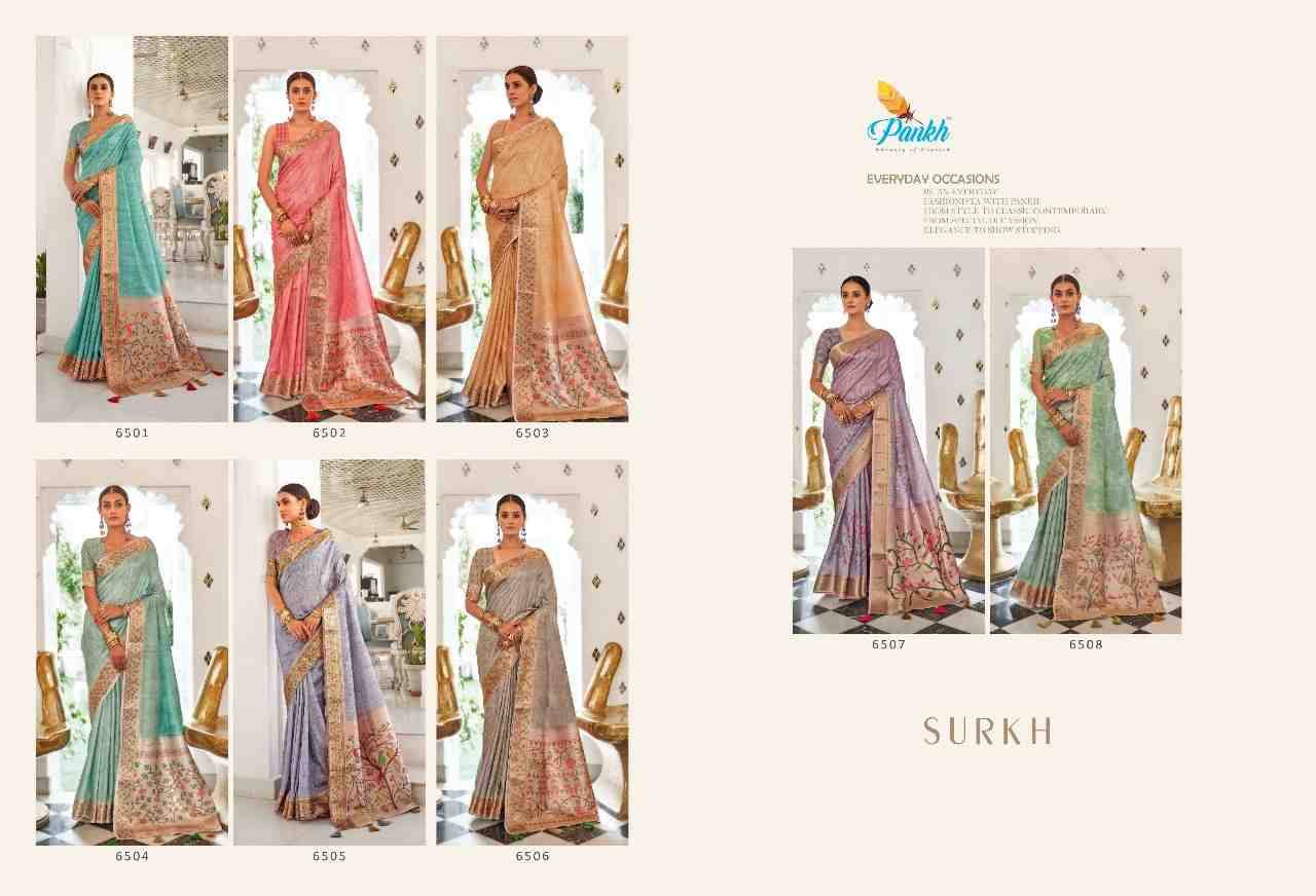 Surkh By Pankh Creation 6501 To 6508 Series Indian Traditional Wear Collection Beautiful Stylish Fancy Colorful Party Wear & Occasional Wear Fancy Sarees At Wholesale Price