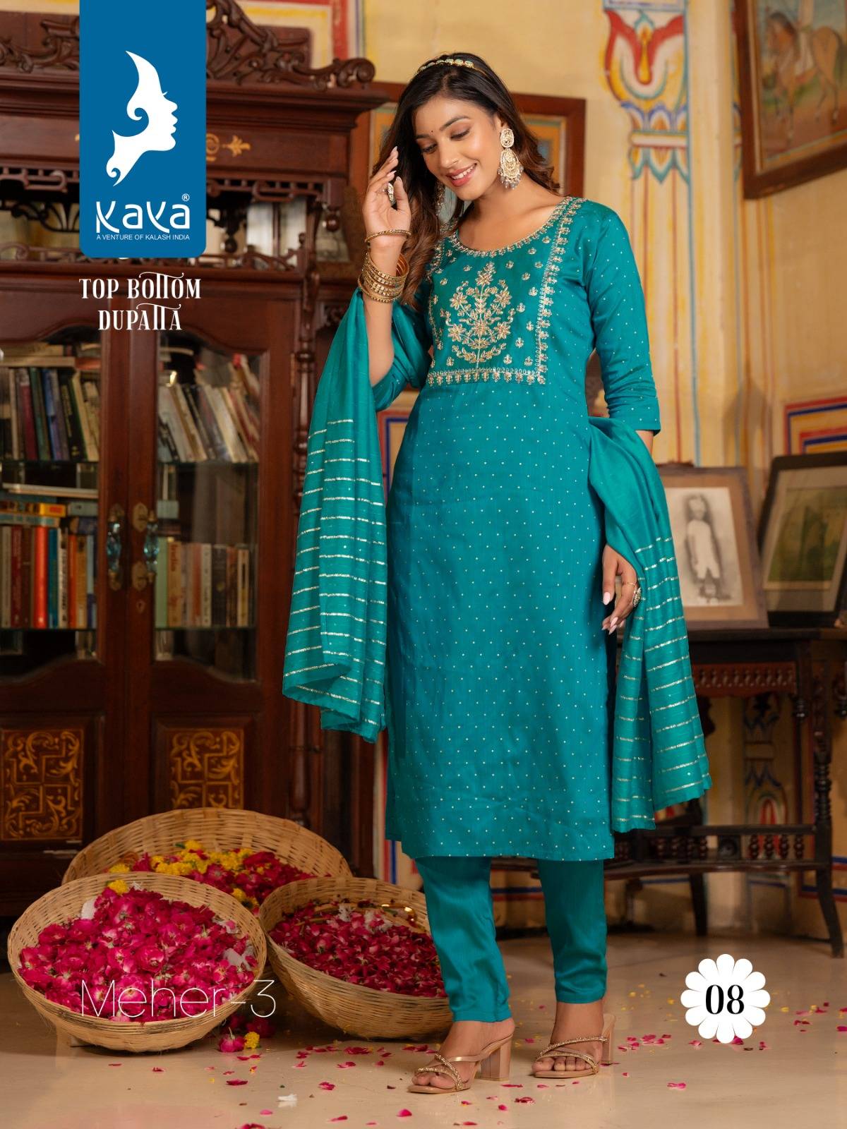 Meher Vol-3 By Kaya 01 To 08 Series Beautiful Festive Suits Colorful Stylish Fancy Casual Wear & Ethnic Wear Pure Silk Dresses At Wholesale Price