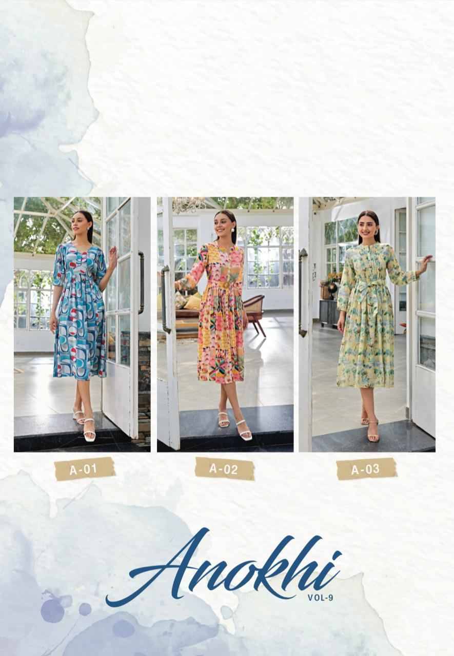 Anokhi Vol-9 By S4U Fashion 01 To 06 Series Designer Stylish Fancy Colorful Beautiful Party Wear & Ethnic Wear Collection Rayon Print Kurtis At Wholesale Price