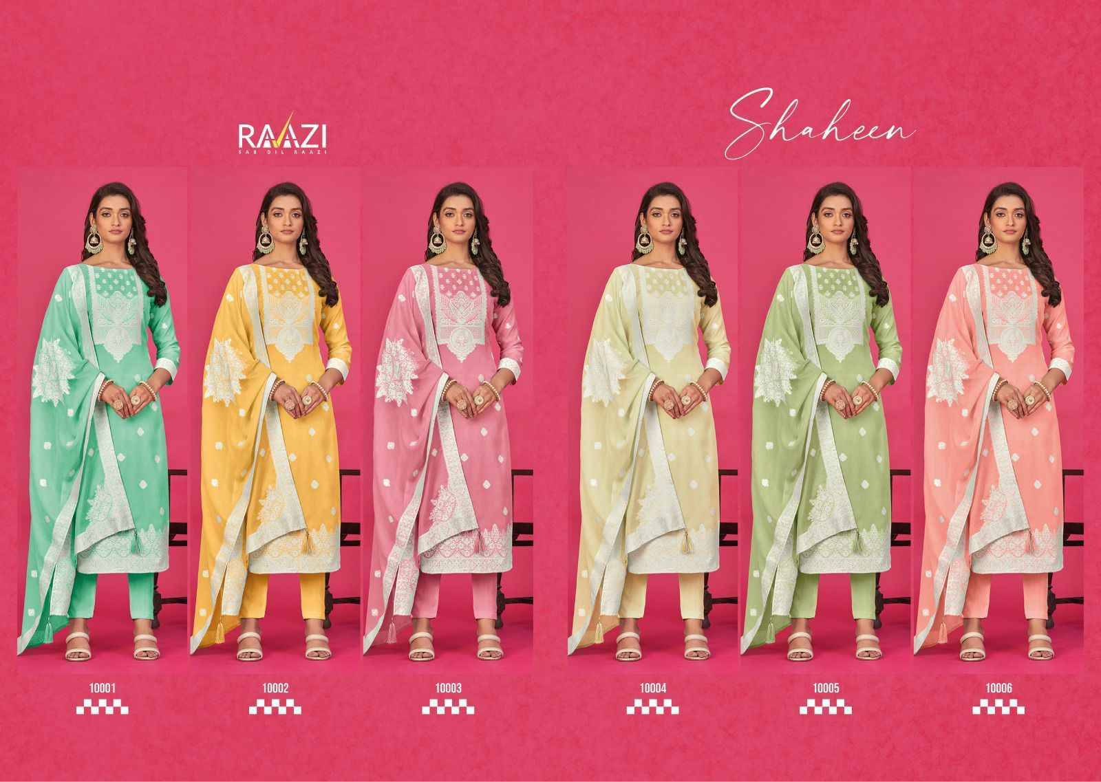 Shaheen By Rama Fashion 10001 To 10006 Series Festive Suits Beautiful Fancy Colorful Stylish Party Wear & Occasional Wear Pure Jacquard Embroidery Dresses At Wholesale Price
