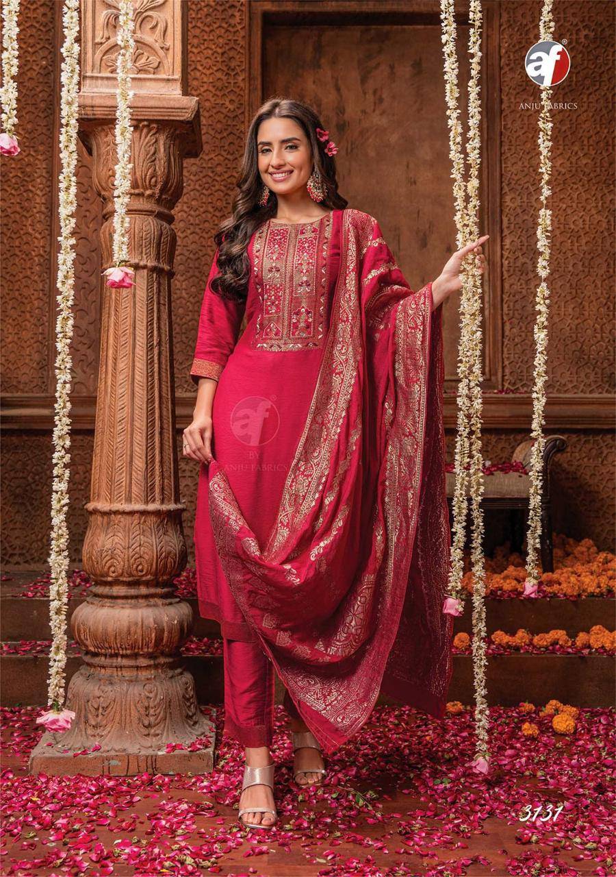 Palki Vol-3 By Anju Fabrics 3131 To 3136 Series Beautiful Stylish Festive Suits Fancy Colorful Casual Wear & Ethnic Wear & Ready To Wear Viscose Nylon Dresses At Wholesale Price