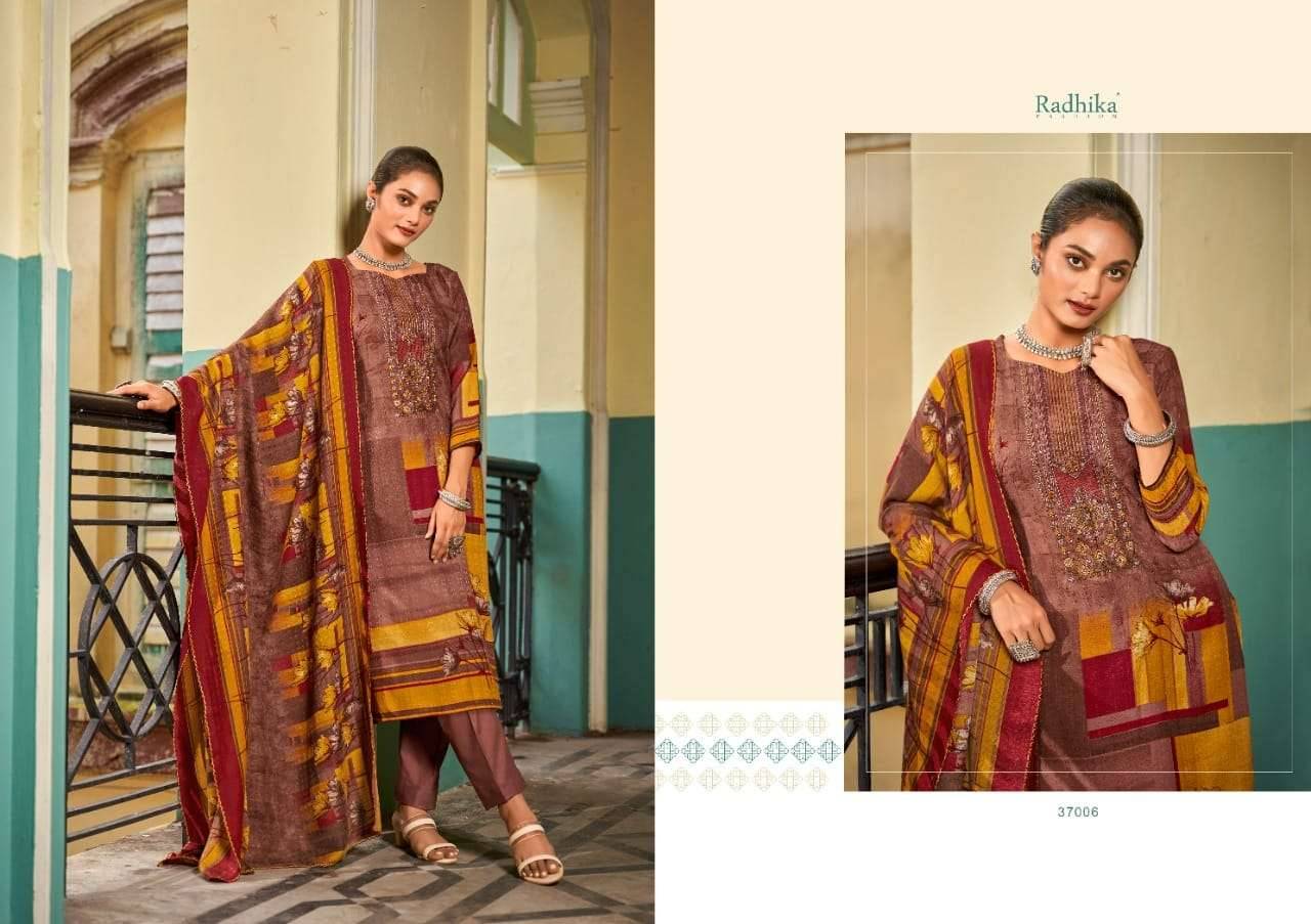 Rubina By Radhika Fashion 37001 To 37008 Series Beautiful Stylish Suits Fancy Colorful Casual Wear & Ethnic Wear & Ready To Wear Pure Pashmina Print With Work Dresses At Wholesale Price