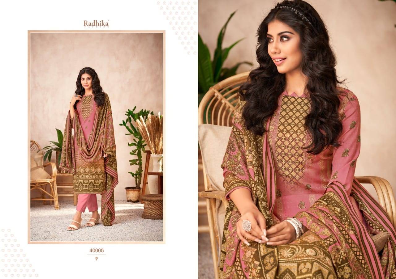 Hayaana By Radhika Fashion 40001 To 40008 Series Beautiful Stylish Suits Fancy Colorful Casual Wear & Ethnic Wear & Ready To Wear Pure Pashmina Print With Work Dresses At Wholesale Price