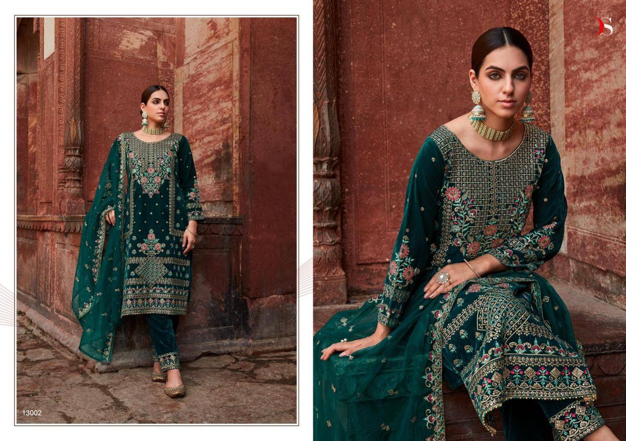 Tahjib By Deepsy Suits 13001 To 13006 Series Festive Suits Collection Beautiful Stylish Fancy Colorful Party Wear & Occasional Wear Velvet Embroidered Dresses At Wholesale Price