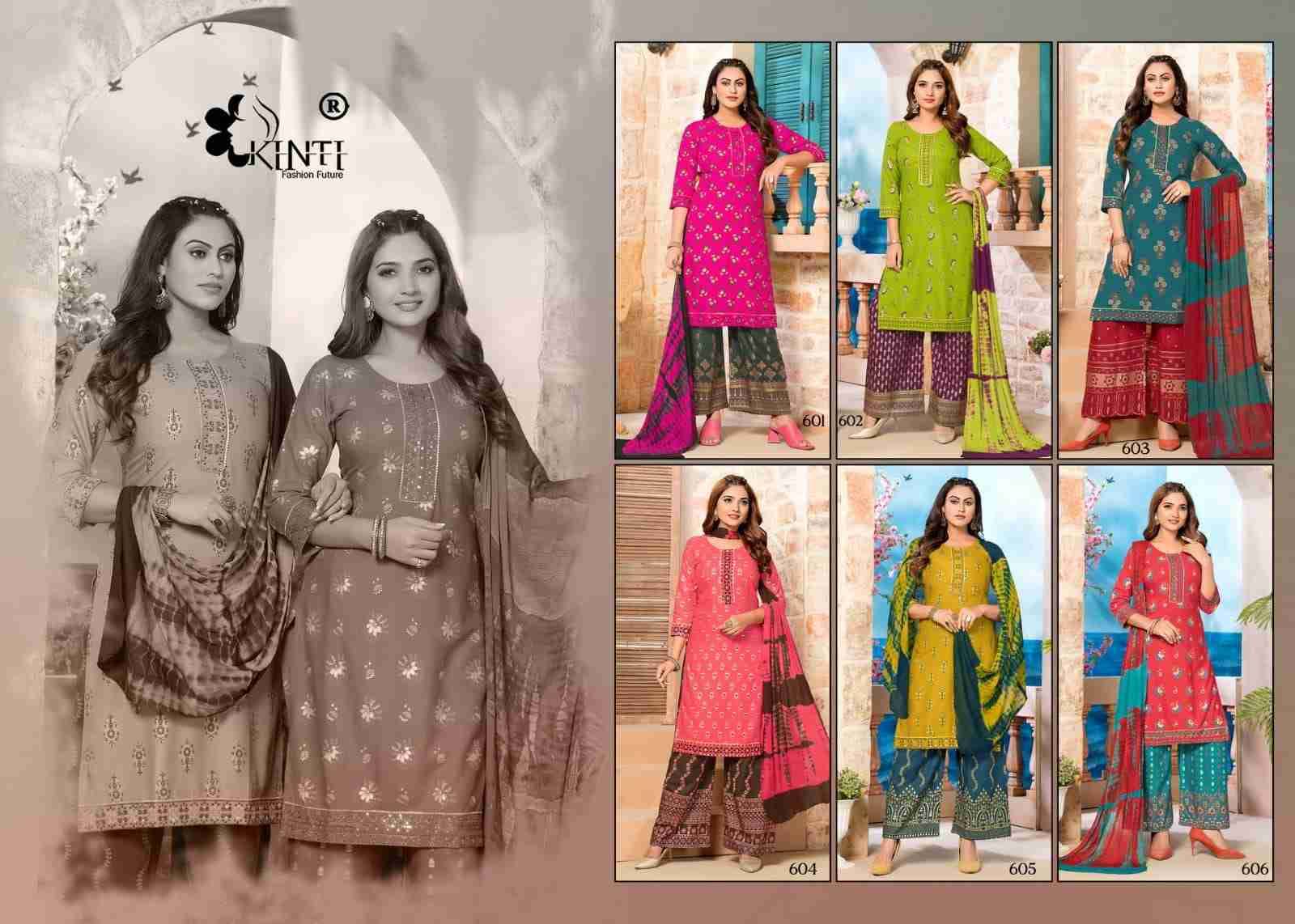 Chunri Vol-6 By Kinti 601 To 606 Series Beautiful Festive Suits Colorful Stylish Fancy Casual Wear & Ethnic Wear Heavy Rayon Dresses At Wholesale Price