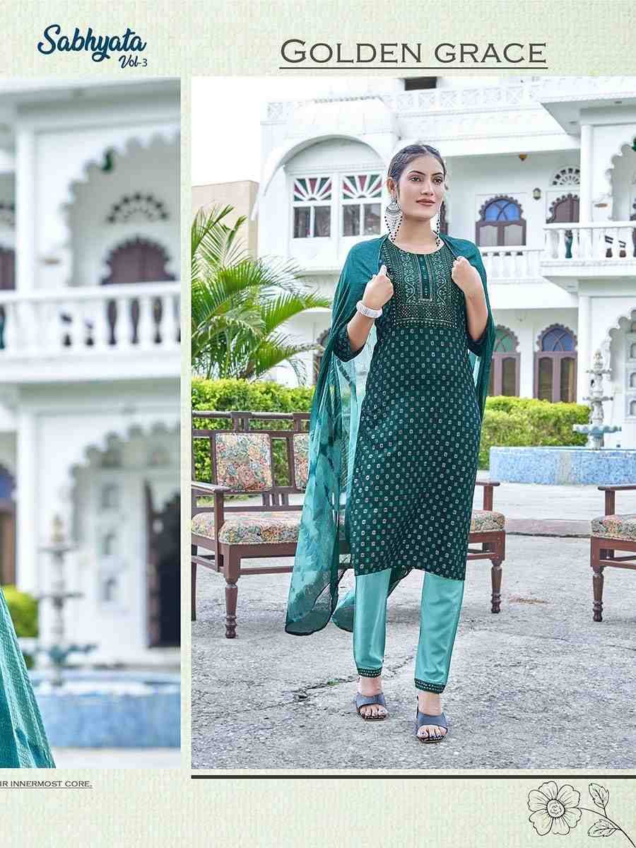 Sabhyata Vol-3 By Kinti 01 To 06 Series Beautiful Festive Suits Colorful Stylish Fancy Casual Wear & Ethnic Wear Heavy Rayon Dresses At Wholesale Price
