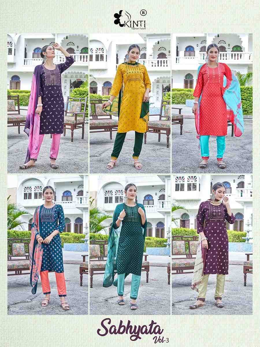 Sabhyata Vol-3 By Kinti 01 To 06 Series Beautiful Festive Suits Colorful Stylish Fancy Casual Wear & Ethnic Wear Heavy Rayon Dresses At Wholesale Price
