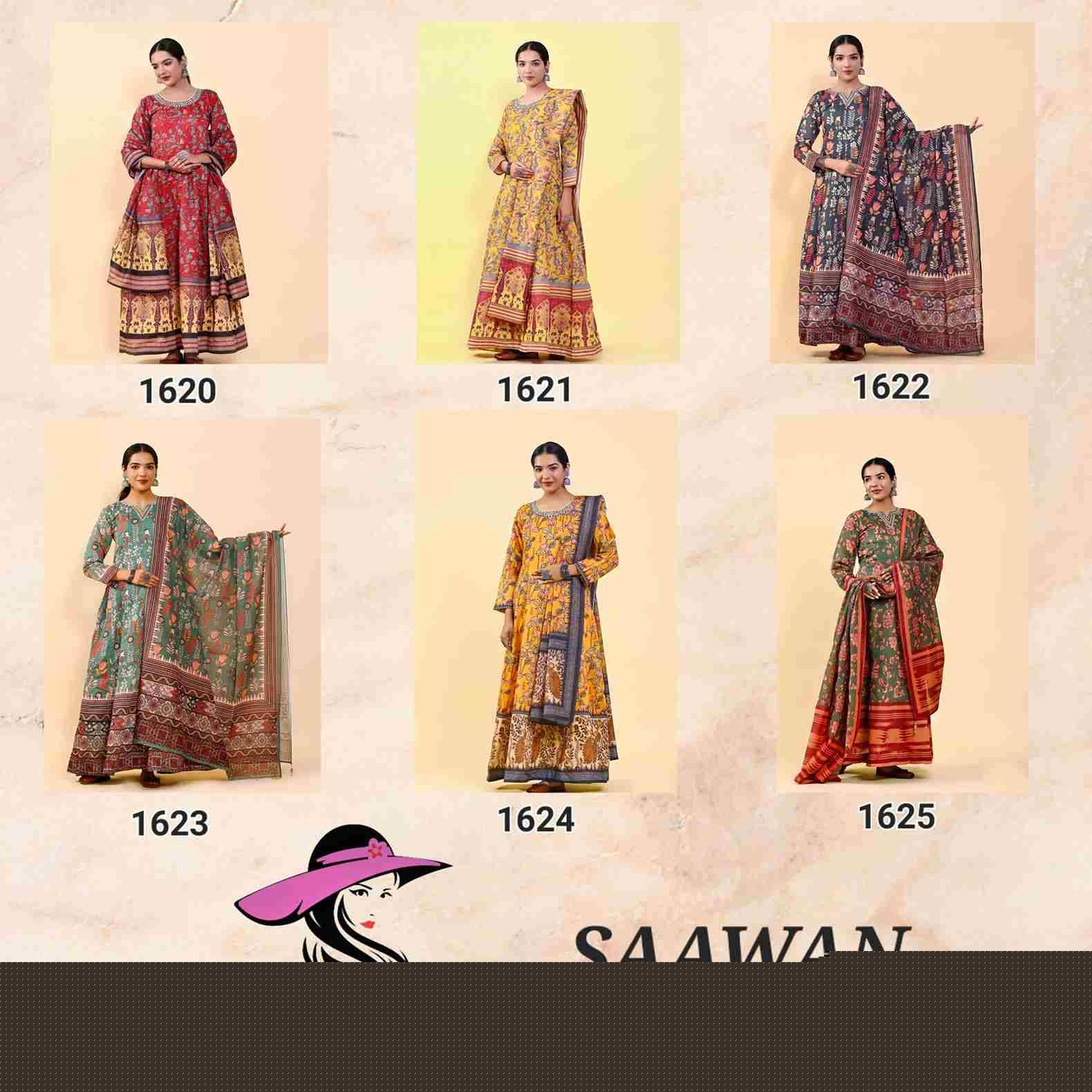 Saawan By Nazneen 1620 To 1625 Series Beautiful Stylish Fancy Colorful Casual Wear & Ethnic Wear Chanderi Silk Gowns With Dupatta At Wholesale Price