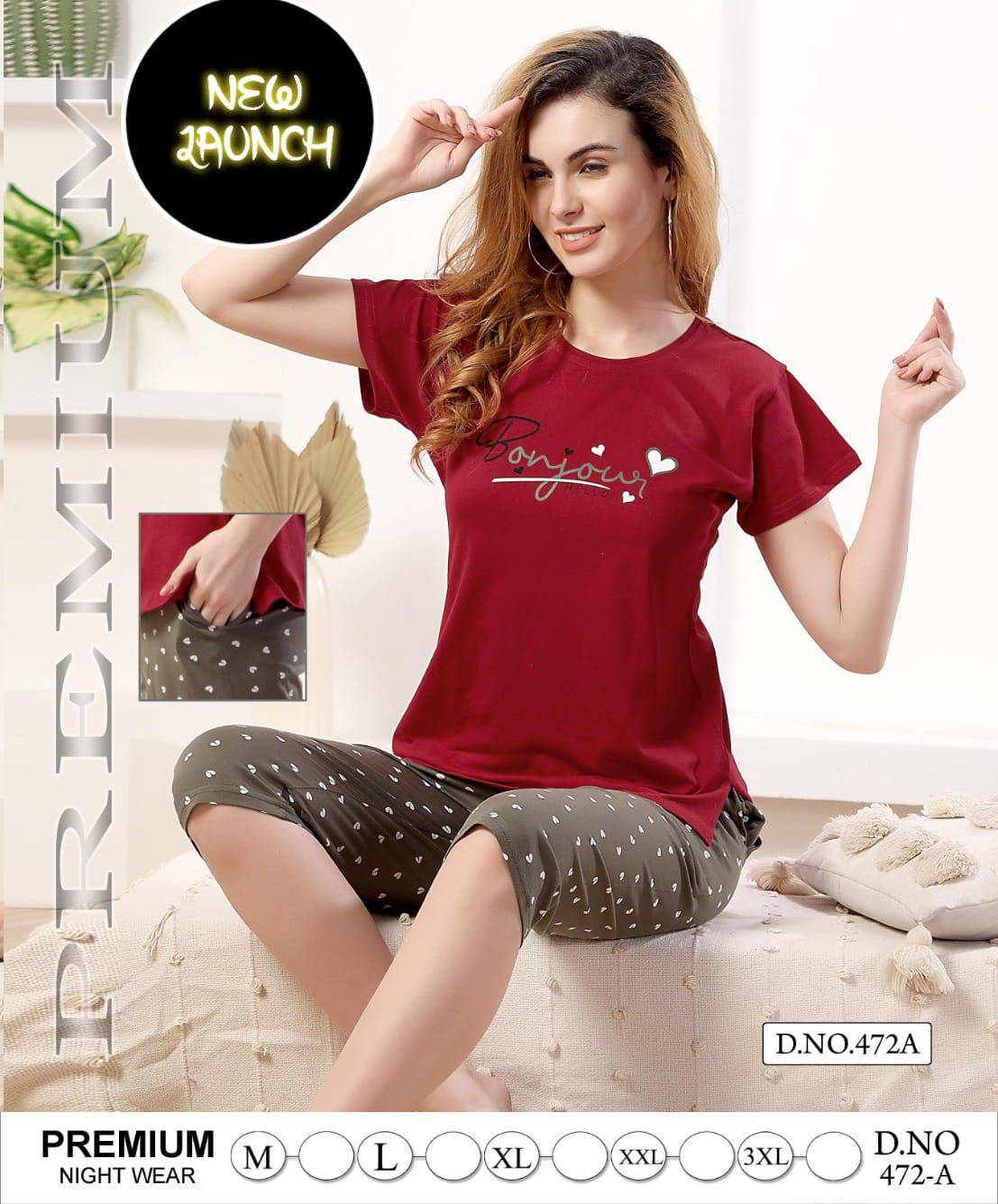 Night Wear Vol-472 By Fashion Talk 472-A To 472-F Series Beautiful Stylish Fancy Colorful Casual Wear & Ethnic Wear Hosiery Cotton Night Suits At Wholesale Price