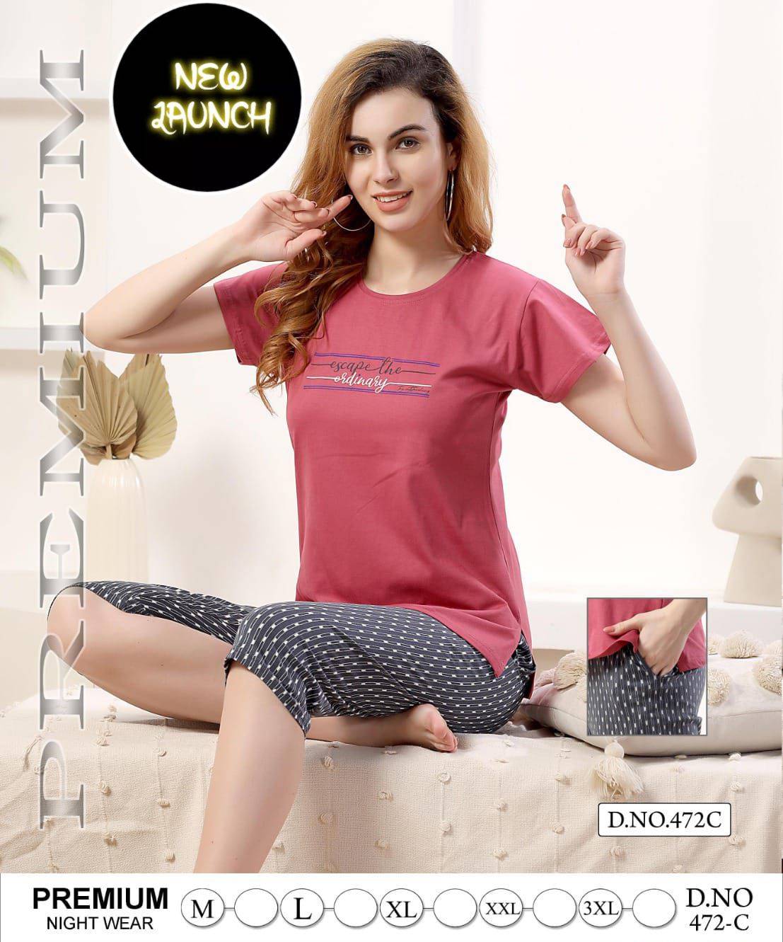 Night Wear Vol-472 By Fashion Talk 472-A To 472-F Series Beautiful Stylish Fancy Colorful Casual Wear & Ethnic Wear Hosiery Cotton Night Suits At Wholesale Price