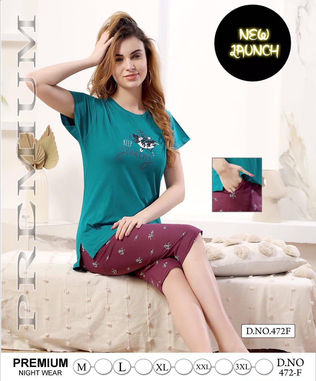 Night Wear Vol-472 By Fashion Talk 472-A To 472-F Series Beautiful Stylish Fancy Colorful Casual Wear & Ethnic Wear Hosiery Cotton Night Suits At Wholesale Price