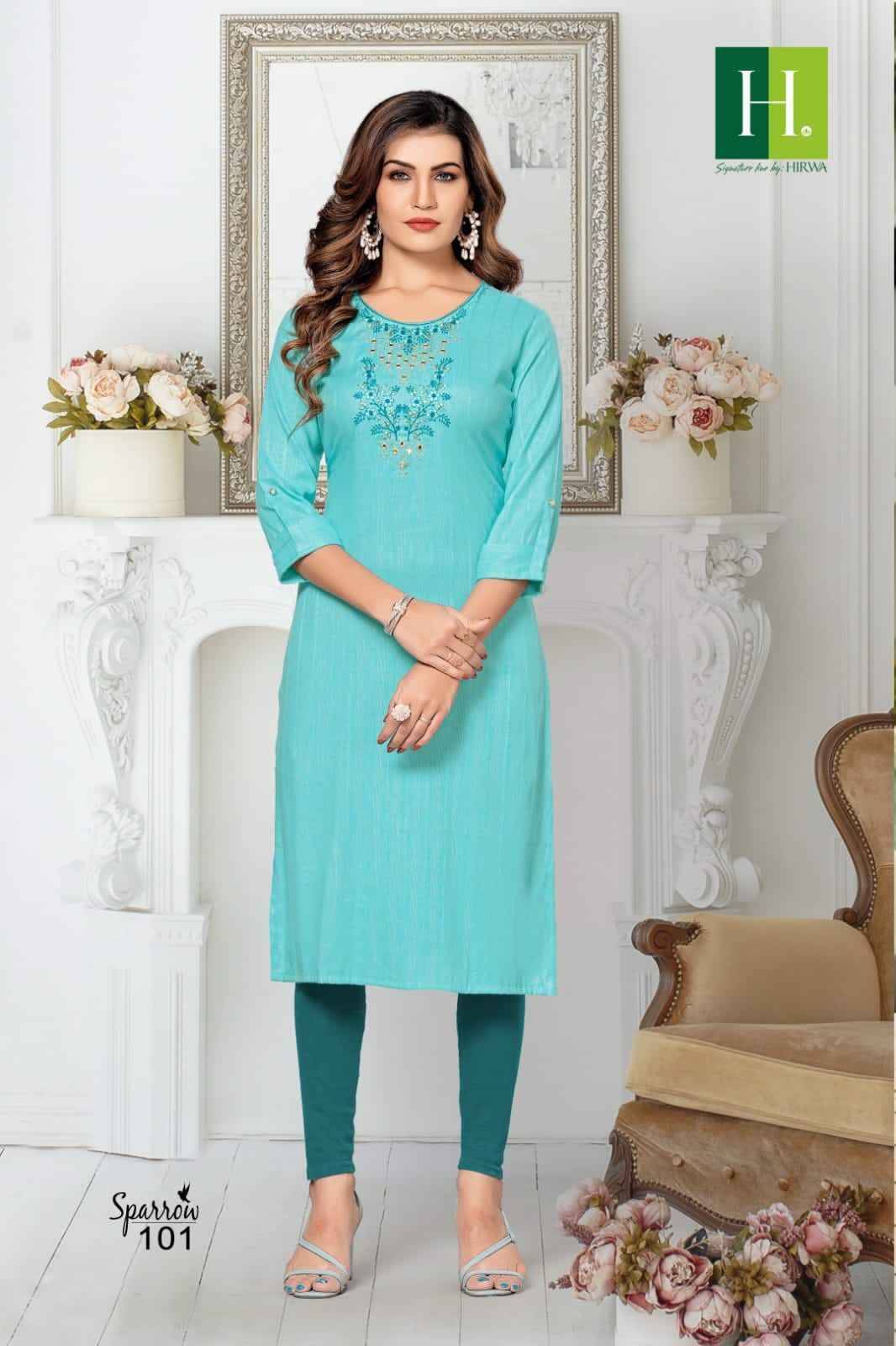 Sparrow By Hirwa 101 To 106 Series Designer Stylish Fancy Colorful Beautiful Party Wear & Ethnic Wear Collection Rayon Embroidery Kurtis At Wholesale Price