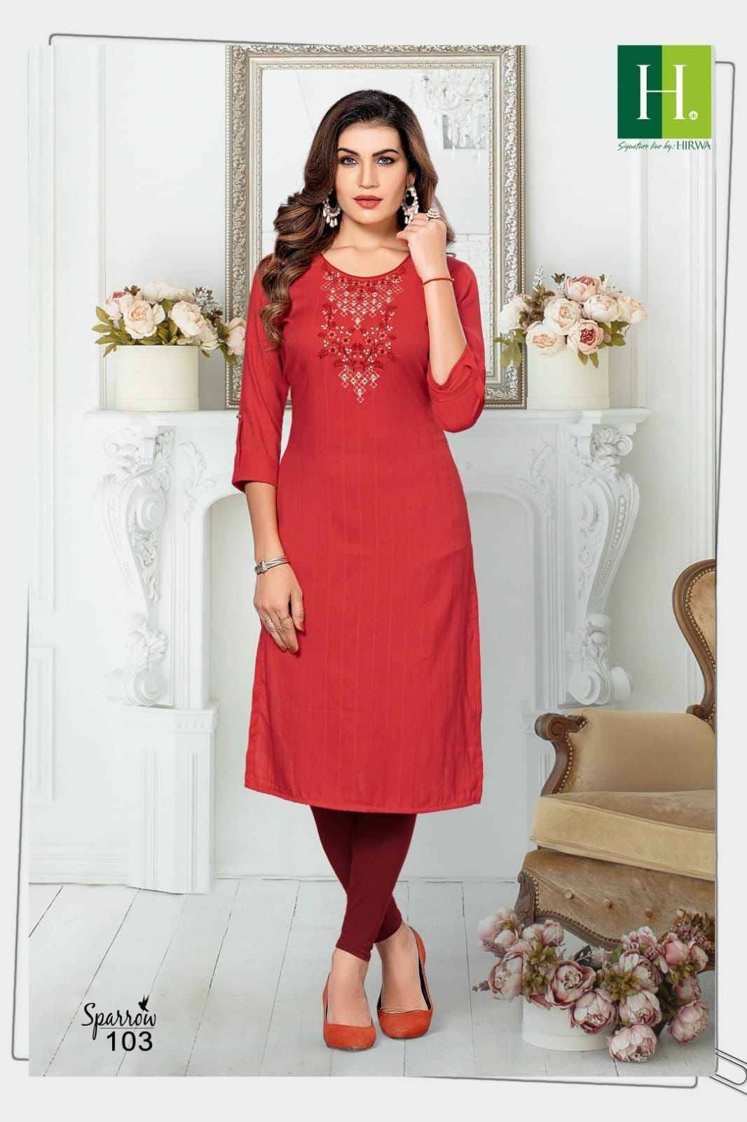Sparrow By Hirwa 101 To 106 Series Designer Stylish Fancy Colorful Beautiful Party Wear & Ethnic Wear Collection Rayon Embroidery Kurtis At Wholesale Price