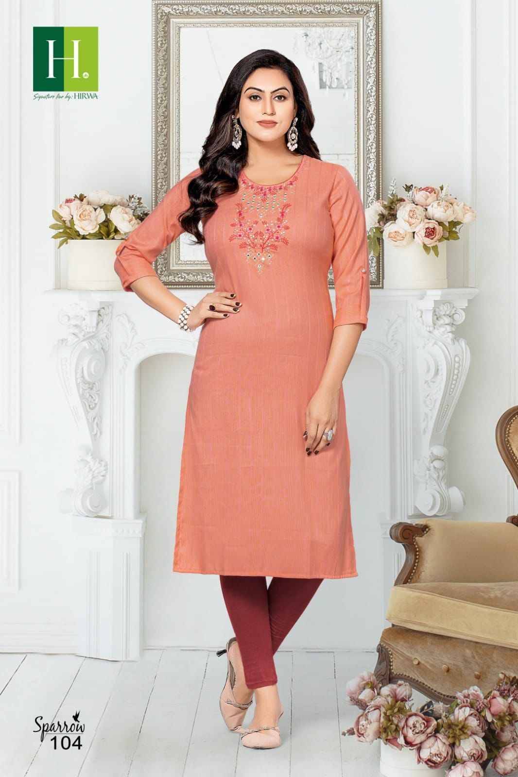Sparrow By Hirwa 101 To 106 Series Designer Stylish Fancy Colorful Beautiful Party Wear & Ethnic Wear Collection Rayon Embroidery Kurtis At Wholesale Price