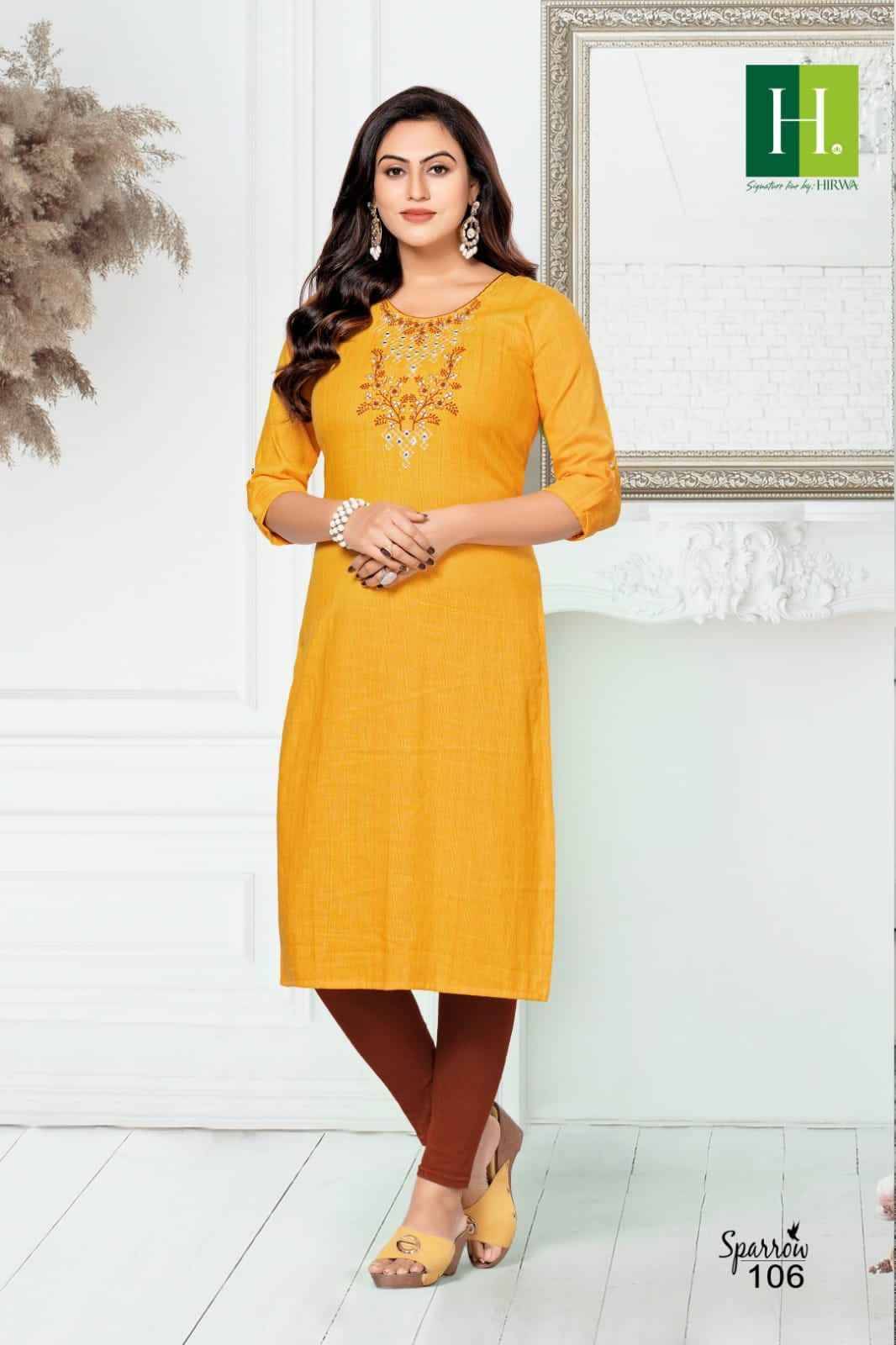 Sparrow By Hirwa 101 To 106 Series Designer Stylish Fancy Colorful Beautiful Party Wear & Ethnic Wear Collection Rayon Embroidery Kurtis At Wholesale Price