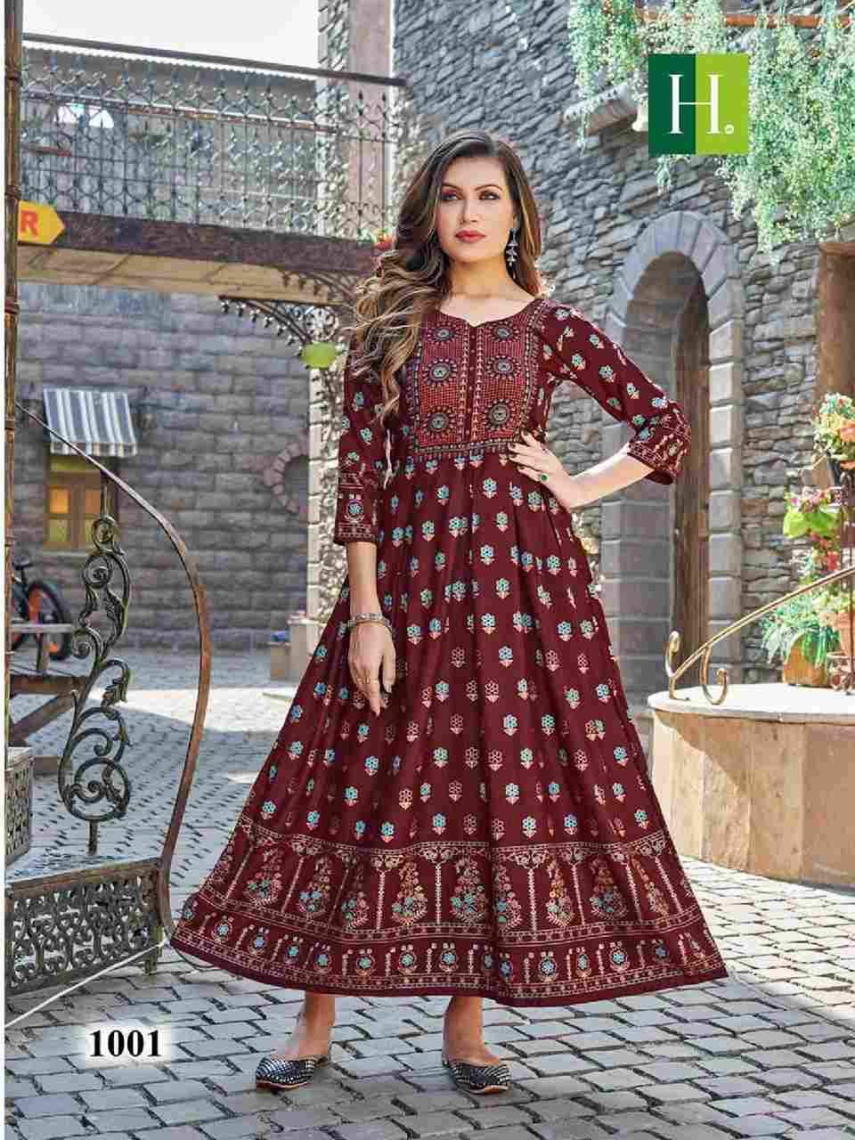 Sunflower Vol-5 By Hirwa 1001 To 1005 Series Beautiful Stylish Fancy Colorful Casual Wear & Ethnic Wear Rayon Foil Gowns At Wholesale Price