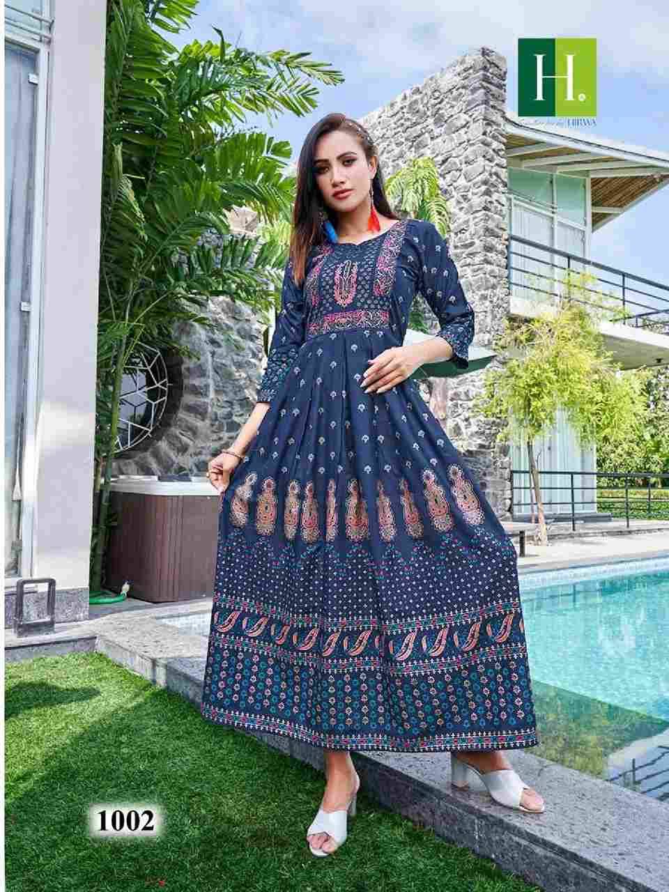 Sunflower Vol-5 By Hirwa 1001 To 1005 Series Beautiful Stylish Fancy Colorful Casual Wear & Ethnic Wear Rayon Foil Gowns At Wholesale Price