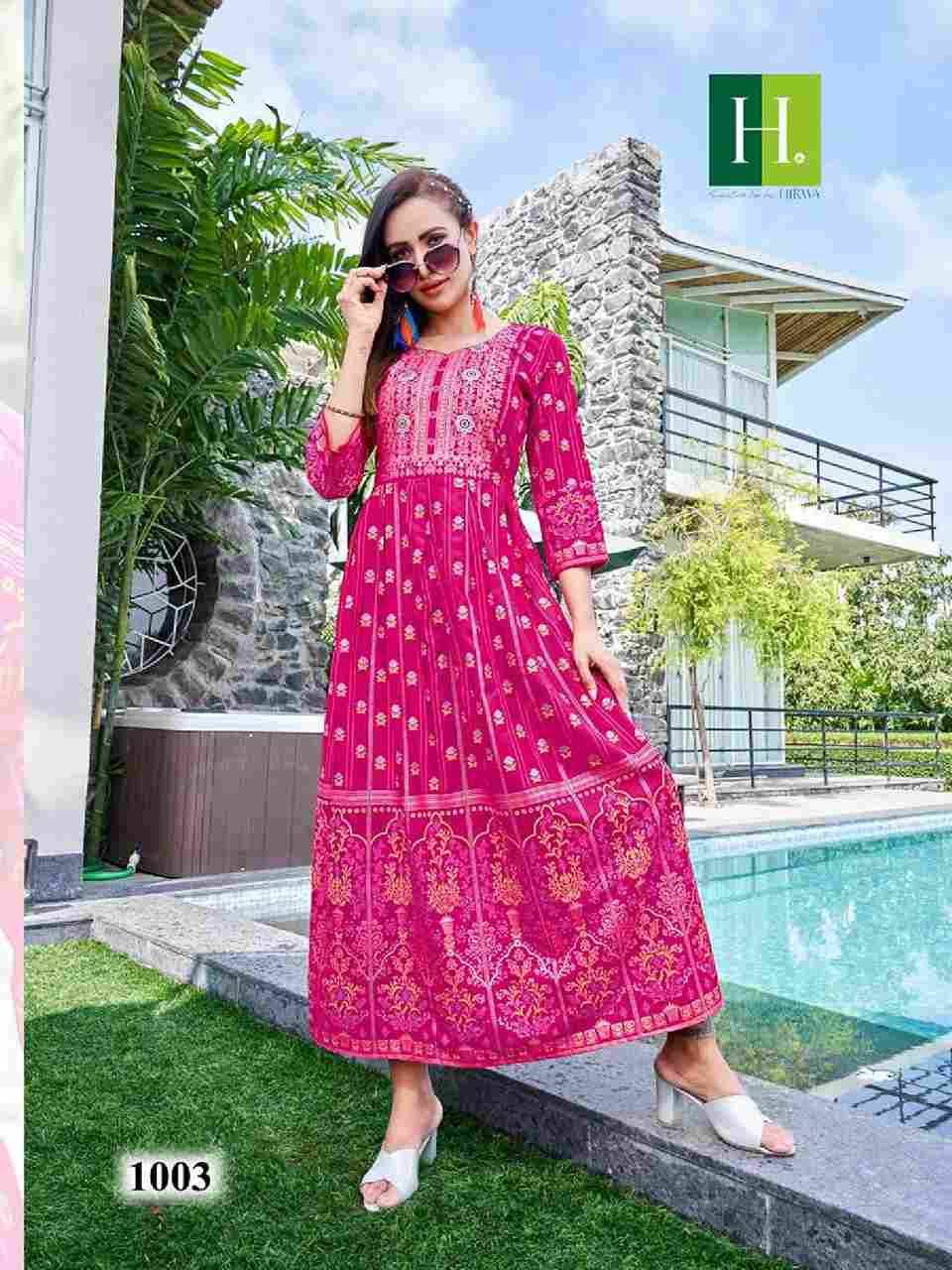Sunflower Vol-5 By Hirwa 1001 To 1005 Series Beautiful Stylish Fancy Colorful Casual Wear & Ethnic Wear Rayon Foil Gowns At Wholesale Price