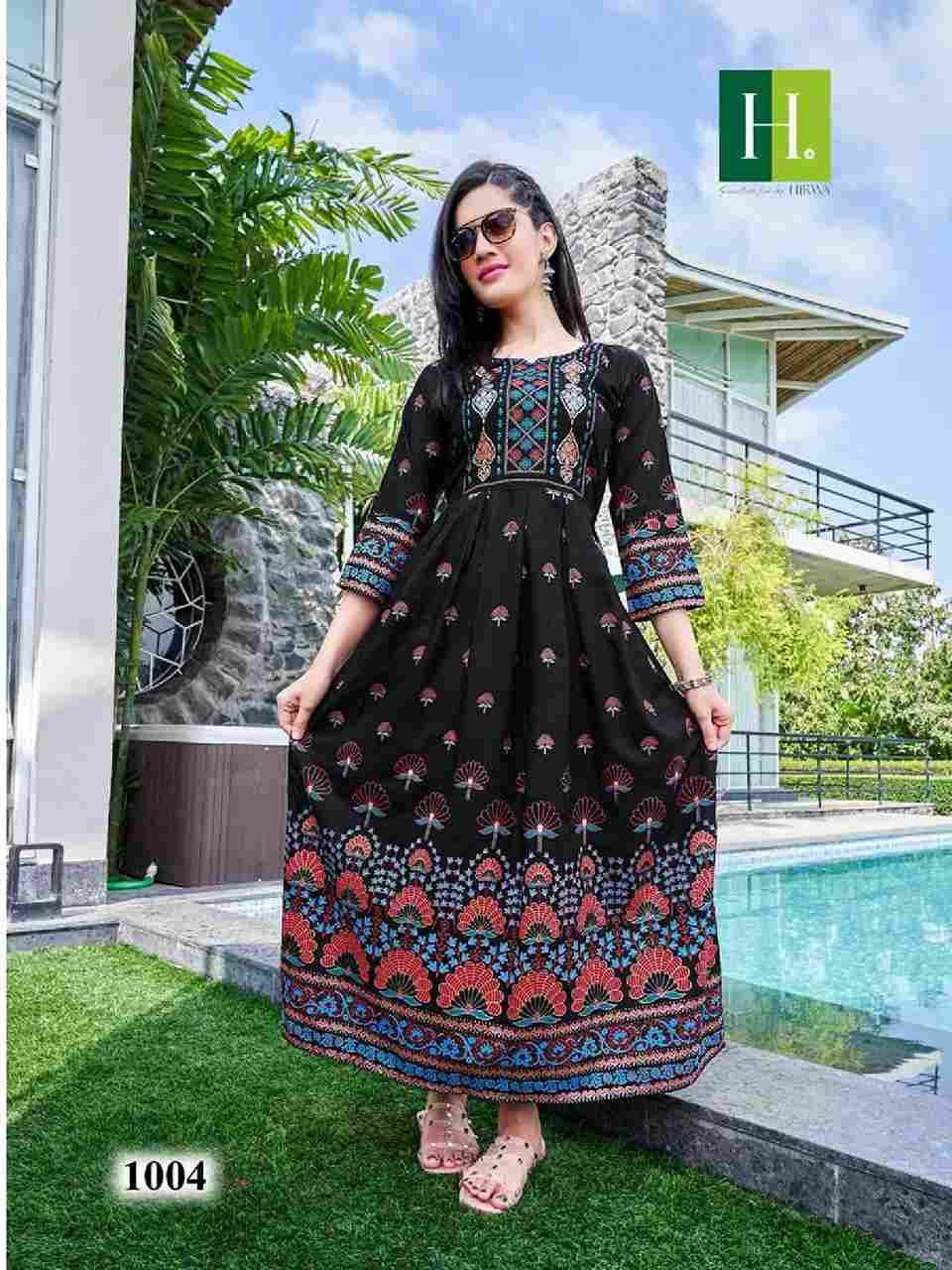 Sunflower Vol-5 By Hirwa 1001 To 1005 Series Beautiful Stylish Fancy Colorful Casual Wear & Ethnic Wear Rayon Foil Gowns At Wholesale Price