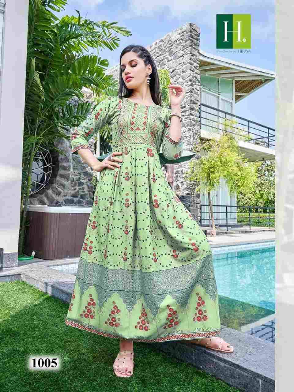 Sunflower Vol-5 By Hirwa 1001 To 1005 Series Beautiful Stylish Fancy Colorful Casual Wear & Ethnic Wear Rayon Foil Gowns At Wholesale Price
