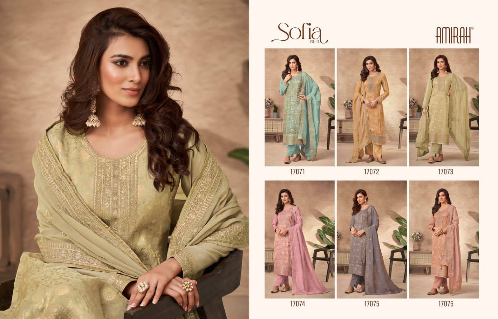 Sofia Vol-2 By Amirah 17071 To 17076 Series Beautiful Suits Colorful Stylish Fancy Casual Wear & Ethnic Wear Pure Viscose Dola Jacquard Dresses At Wholesale Price