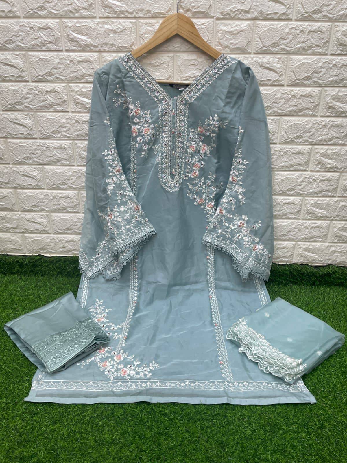 Halima 136 Colours By Fashid Wholesale 136-A To 136-C Series Pakistani Suits Beautiful Fancy Colorful Stylish Party Wear & Occasional Wear Pure Organza With Embroidery Dresses At Wholesale Price