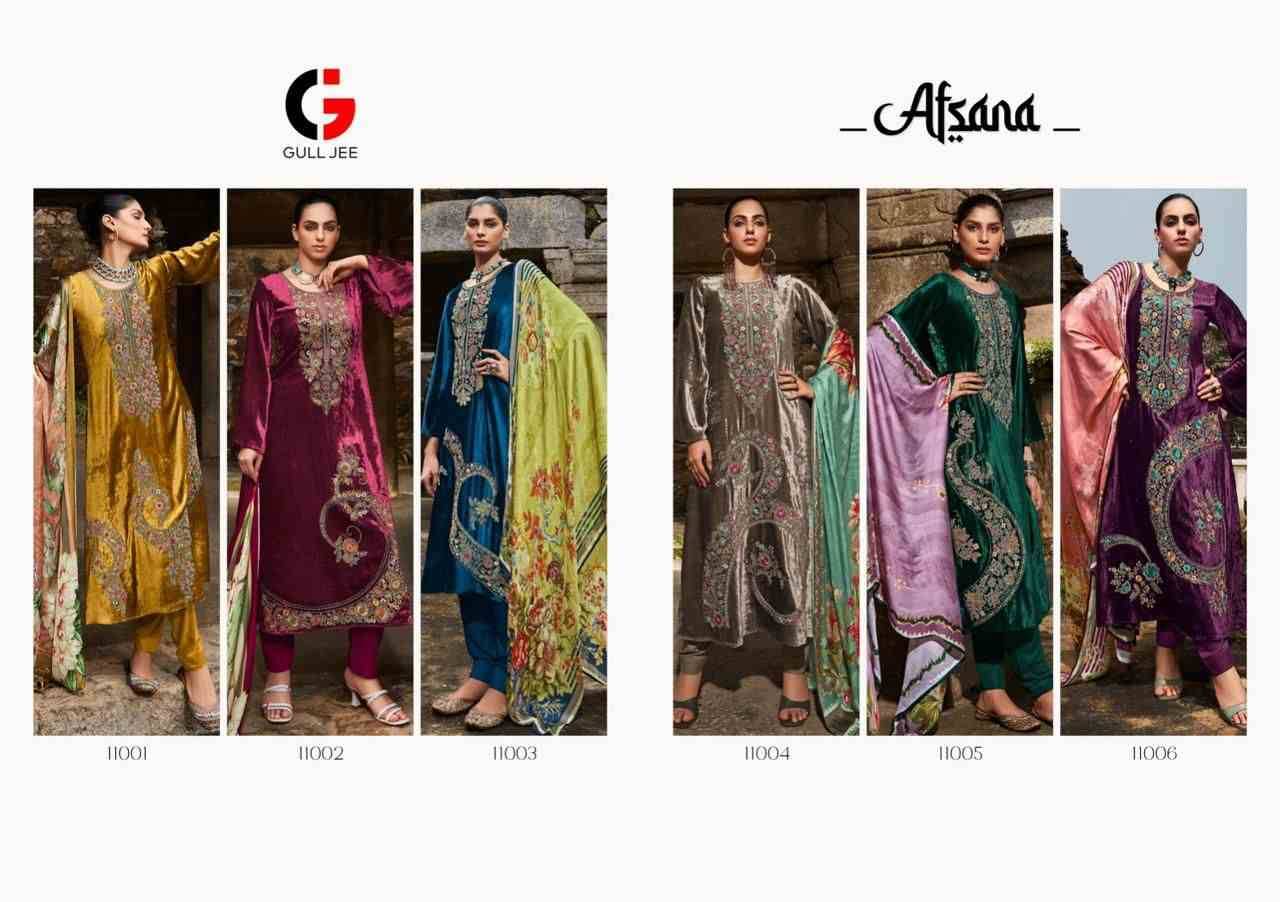 Afsana By Gull Jee 11001 To 11006 Series Festive Suits Beautiful Fancy Colorful Stylish Party Wear & Occasional Wear Velvet With Embroidery Dresses At Wholesale Price