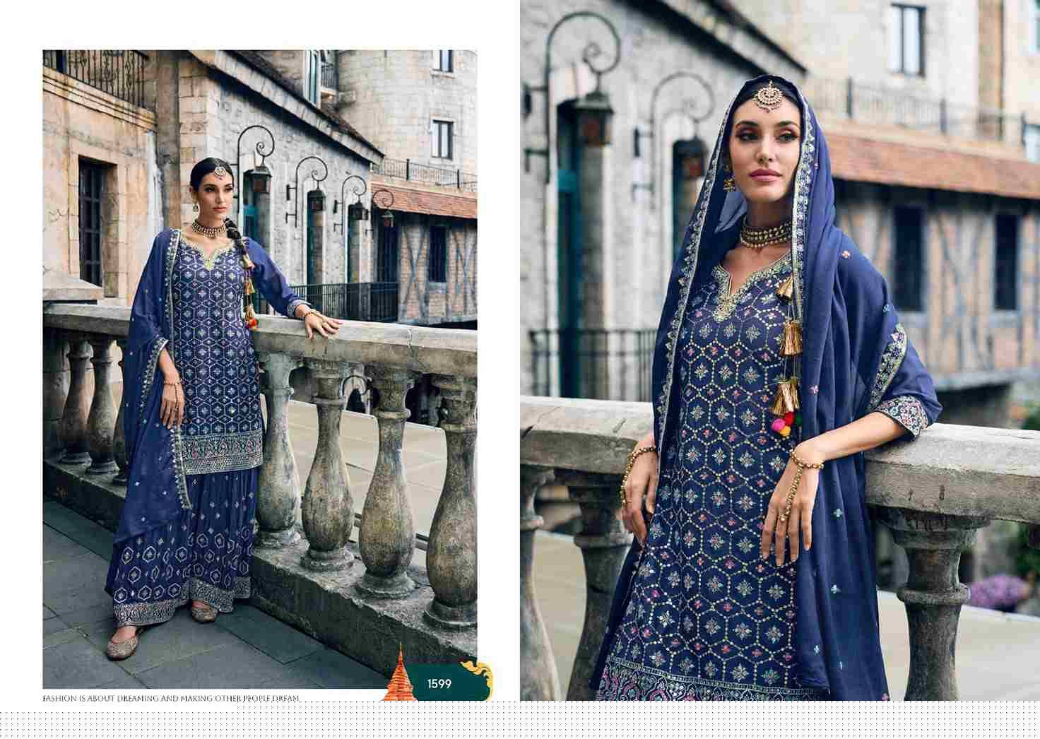 Mehak By Eba Lifestyle 1596 To 1599 Series Sharara Suits Beautiful Fancy Colorful Stylish Party Wear & Occasional Wear Faux Georgette With Embroidery Dresses At Wholesale Price