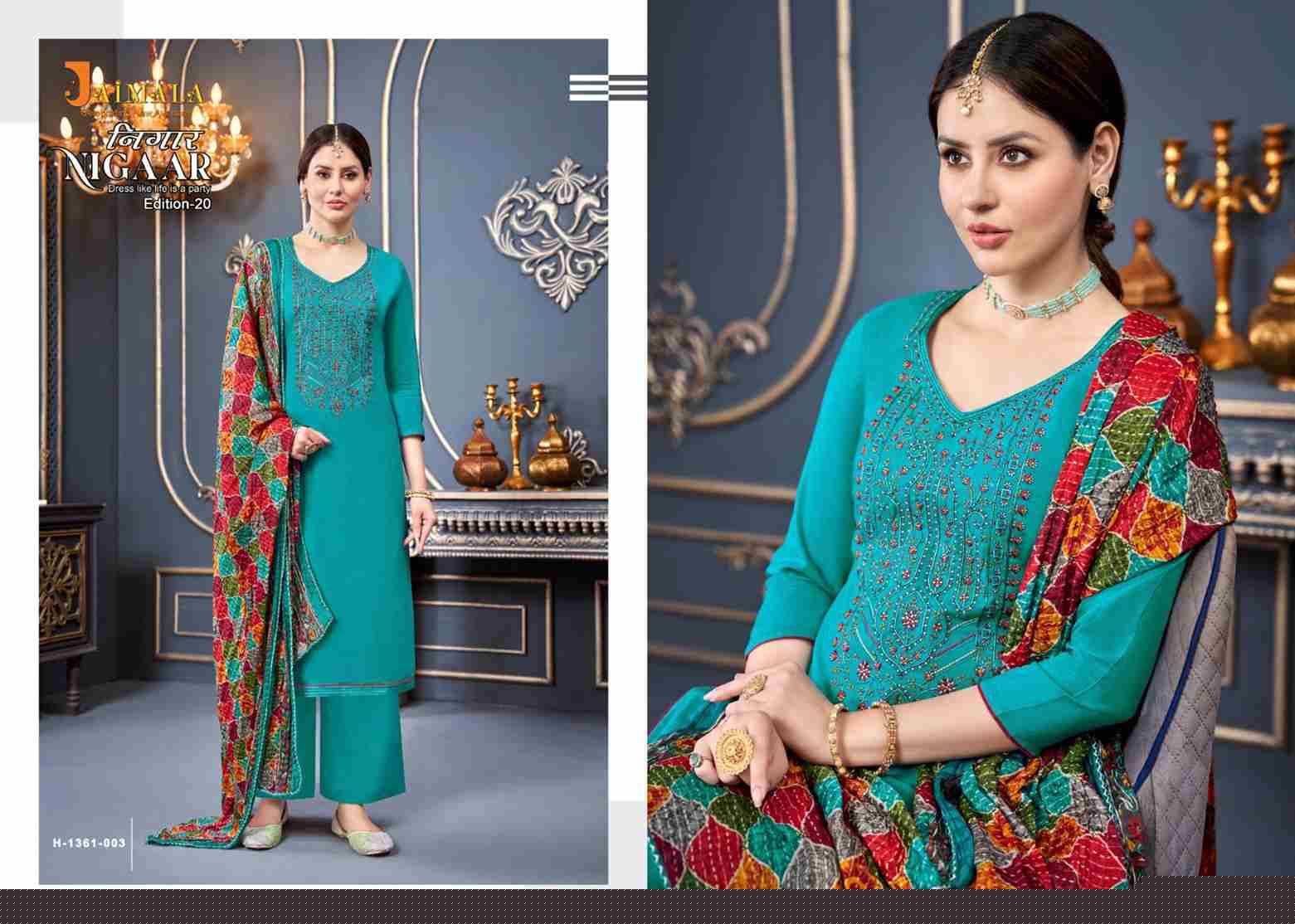 Nigaar Vol-20 By Jaimala 1361-001 To 1361-008 Series Designer Festive Suits Beautiful Fancy Stylish Colorful Party Wear & Occasional Wear Pure Rayon Slub Dresses At Wholesale Price