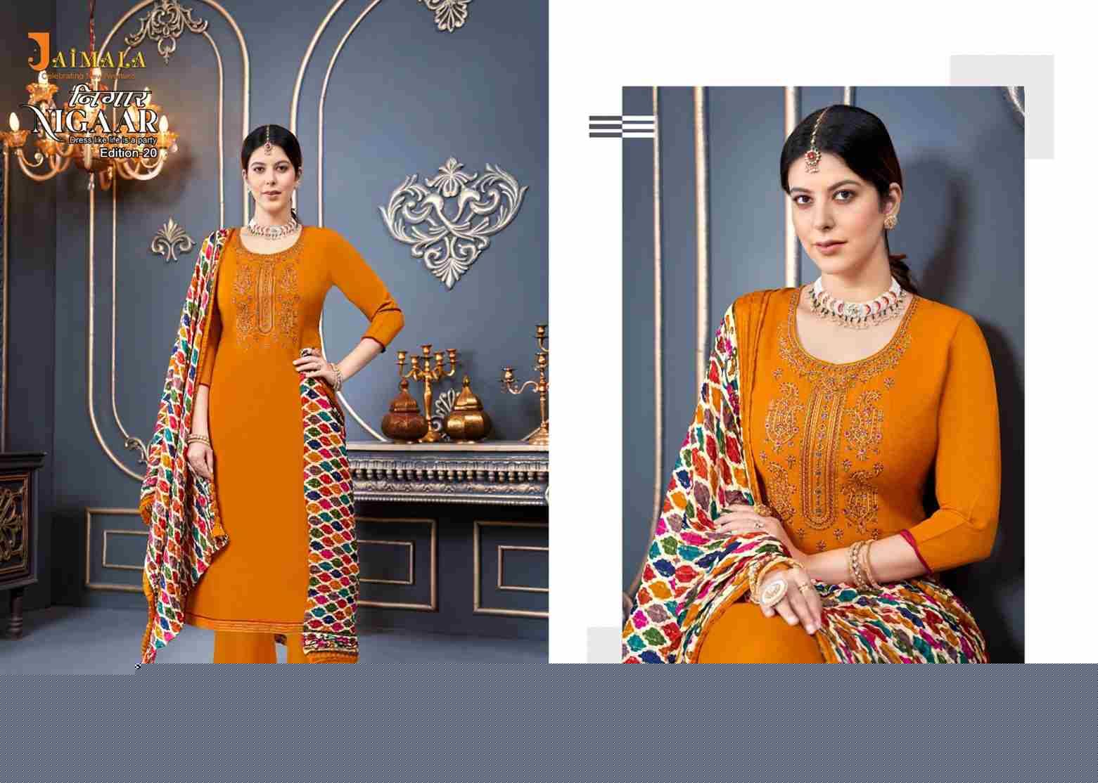 Nigaar Vol-20 By Jaimala 1361-001 To 1361-008 Series Designer Festive Suits Beautiful Fancy Stylish Colorful Party Wear & Occasional Wear Pure Rayon Slub Dresses At Wholesale Price