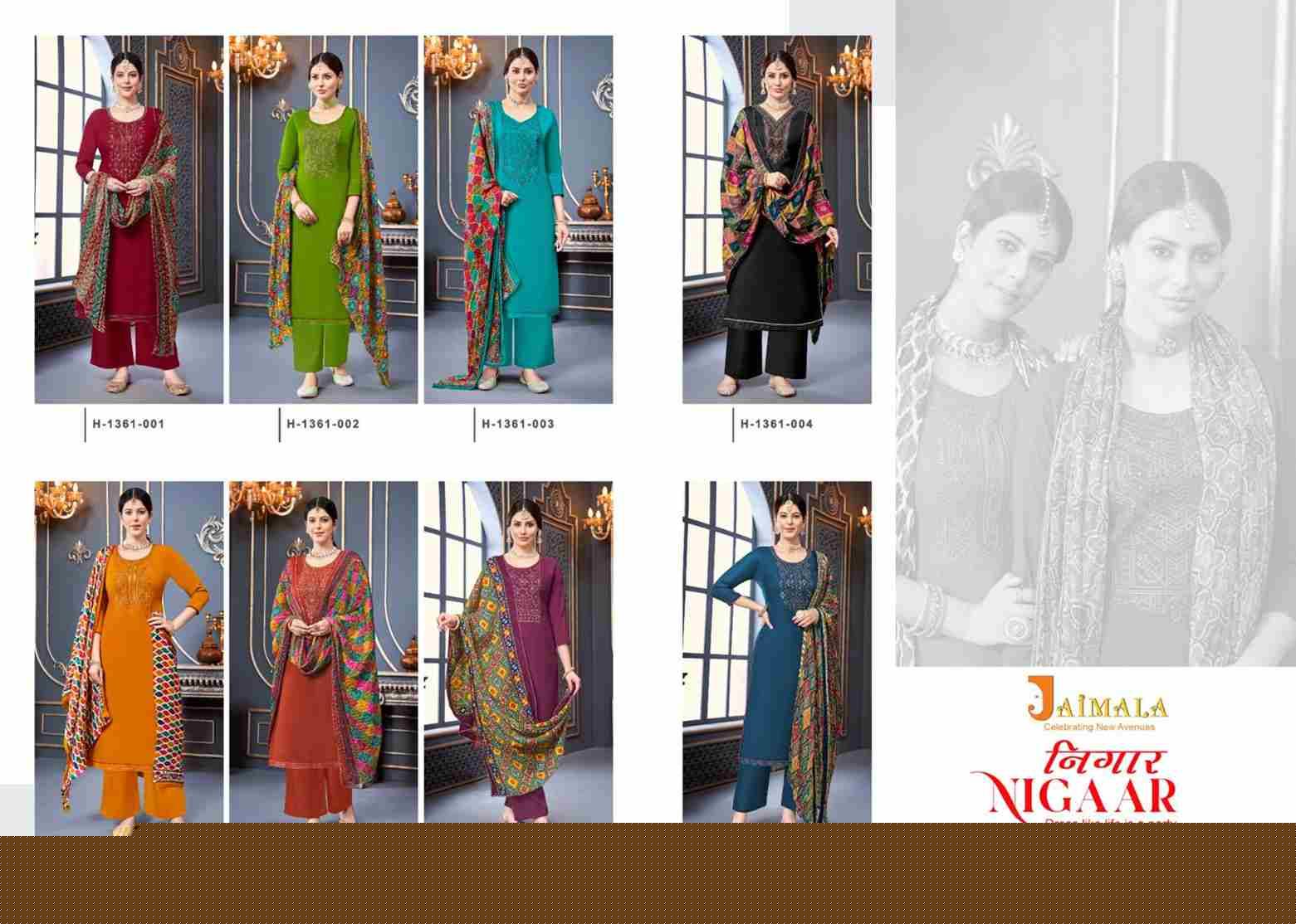 Nigaar Vol-20 By Jaimala 1361-001 To 1361-008 Series Designer Festive Suits Beautiful Fancy Stylish Colorful Party Wear & Occasional Wear Pure Rayon Slub Dresses At Wholesale Price
