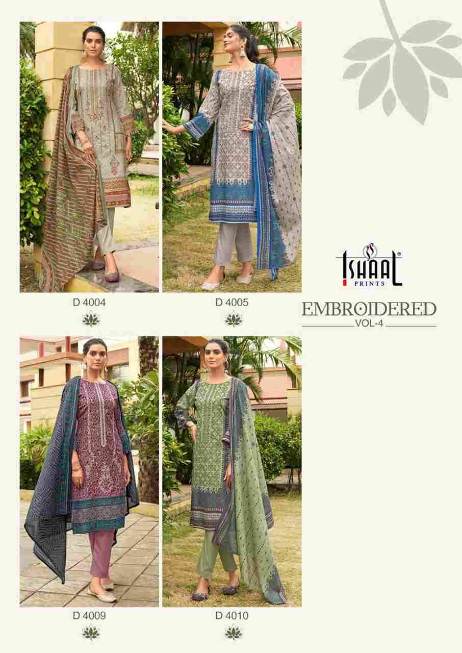 Embroidered Lawn Vol-4 By Ishaal Prints 4001 To 4010 Series Beautiful Festive Suits Colorful Stylish Fancy Casual Wear & Ethnic Wear Pure Lawn Dresses At Wholesale Price