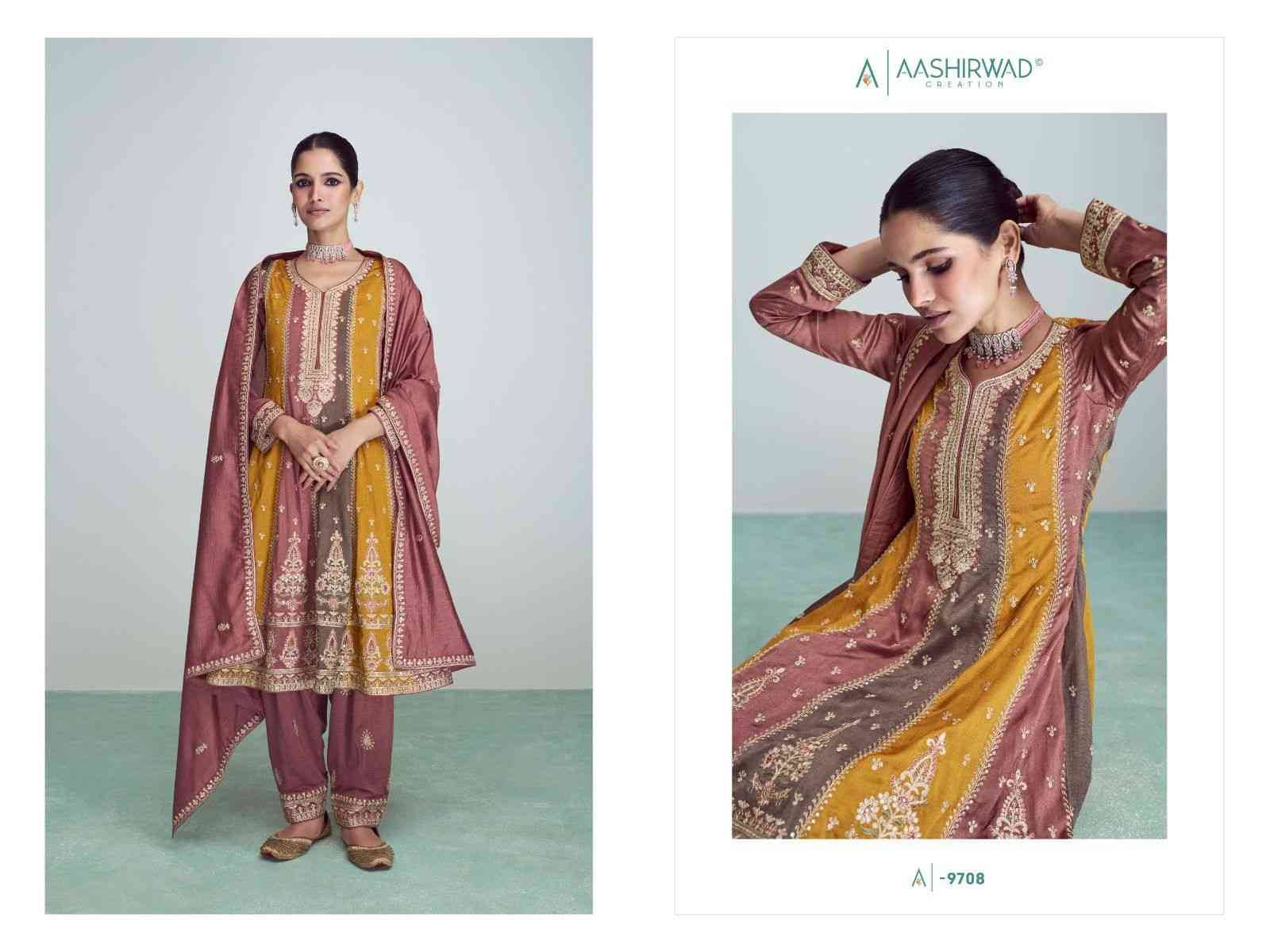 Riwaaz Nx By Aashirwad Creation 9706 To 9708 Series Beautiful Stylish Festive Suits Fancy Colorful Casual Wear & Ethnic Wear & Ready To Wear Premium Silk Dresses At Wholesale Price