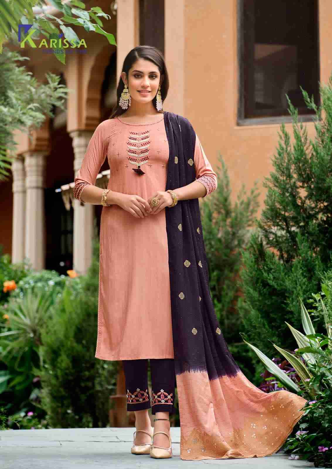 Anushka By Karissa 1001 To 1006 Series Beautiful Stylish Festive Suits Fancy Colorful Casual Wear & Ethnic Wear & Ready To Wear Viscose Rayon Dresses At Wholesale Price