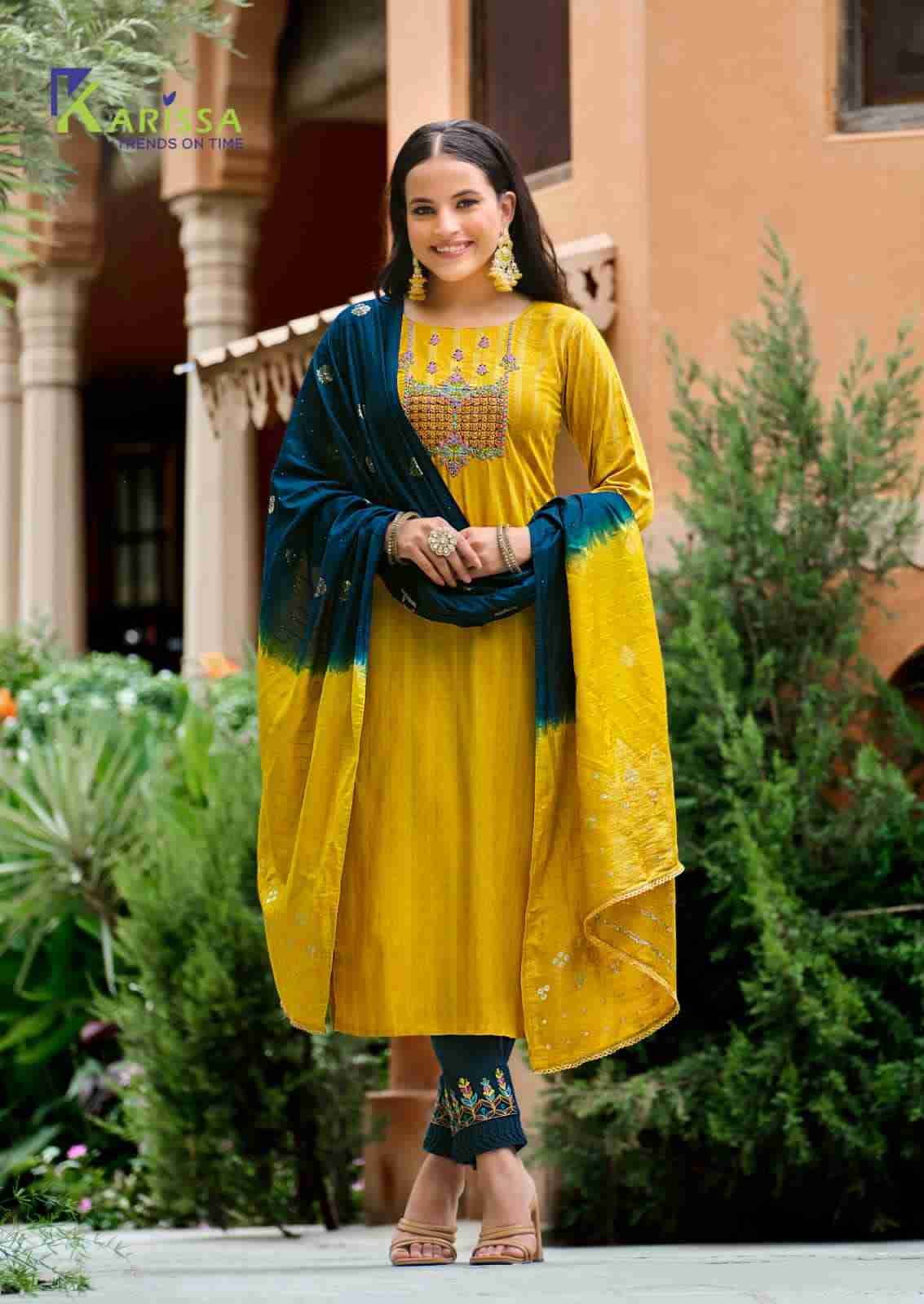 Anushka By Karissa 1001 To 1006 Series Beautiful Stylish Festive Suits Fancy Colorful Casual Wear & Ethnic Wear & Ready To Wear Viscose Rayon Dresses At Wholesale Price