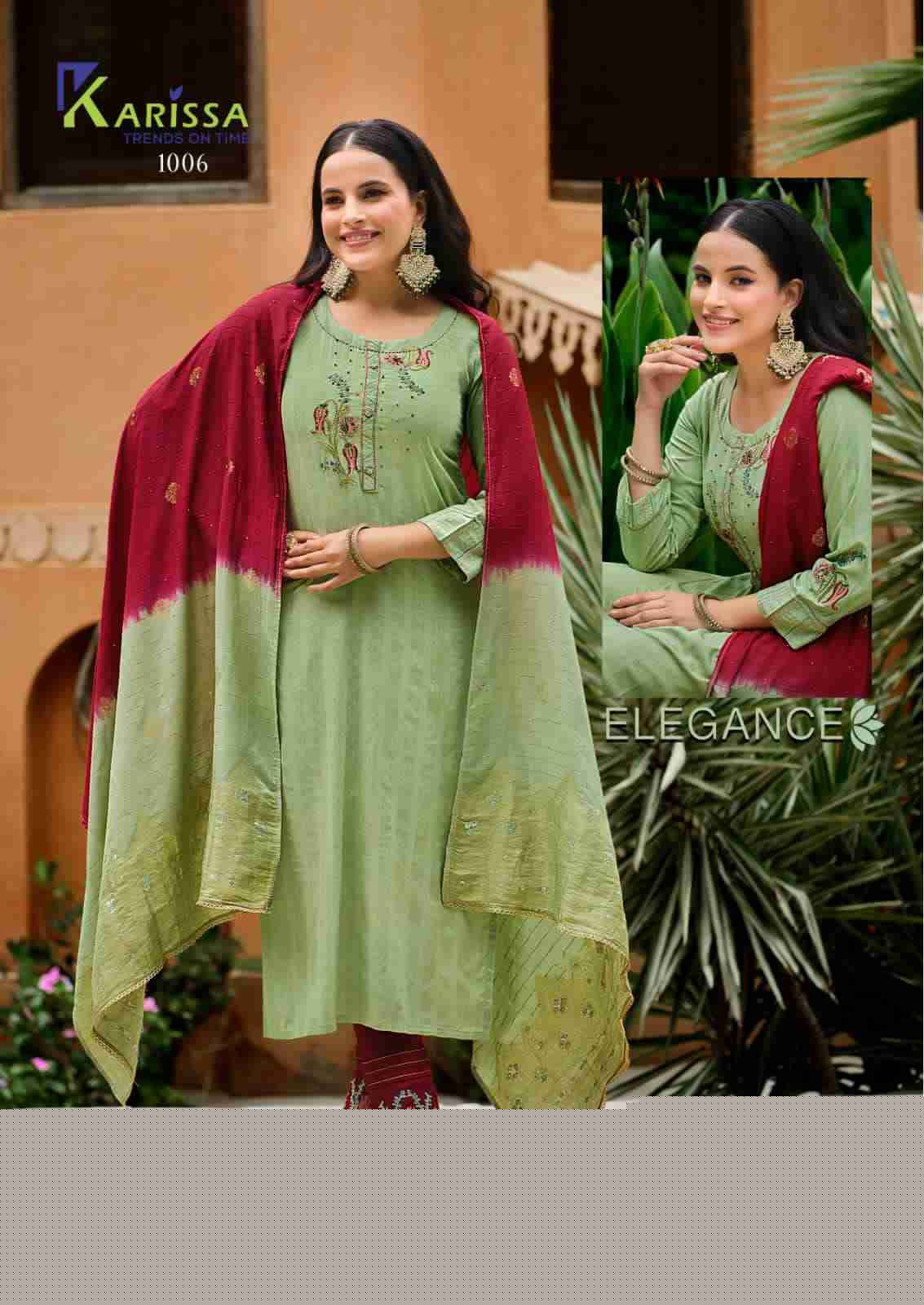 Anushka By Karissa 1001 To 1006 Series Beautiful Stylish Festive Suits Fancy Colorful Casual Wear & Ethnic Wear & Ready To Wear Viscose Rayon Dresses At Wholesale Price