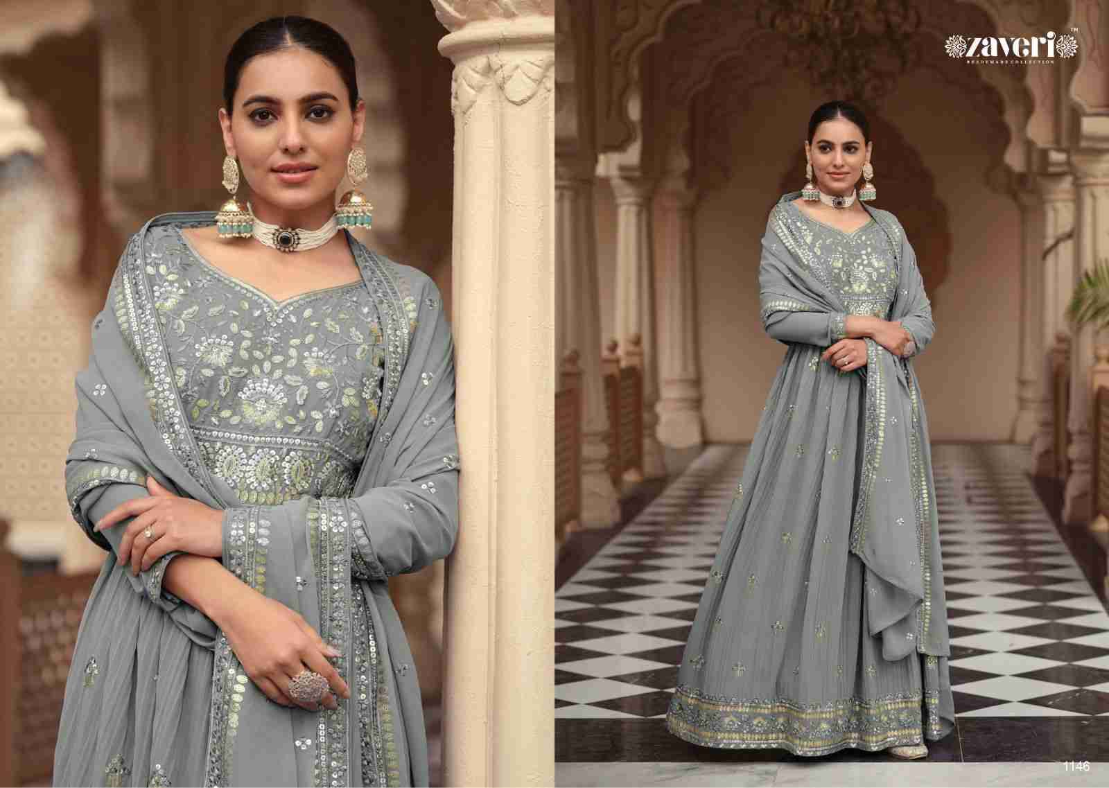 Apsara By Zaveri 1145 To 1148 Series Beautiful Stylish Fancy Colorful Casual Wear & Ethnic Wear Georgette Embroidery Gowns With Dupatta At Wholesale Price