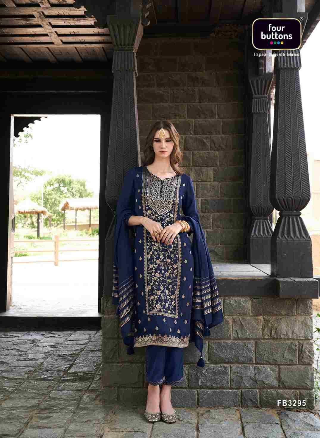 Royalty Vol-5 By Four Buttons 3291 To 3296 Series Beautiful Stylish Festive Suits Fancy Colorful Casual Wear & Ethnic Wear & Ready To Wear Pure Dola Silk Dresses At Wholesale Price